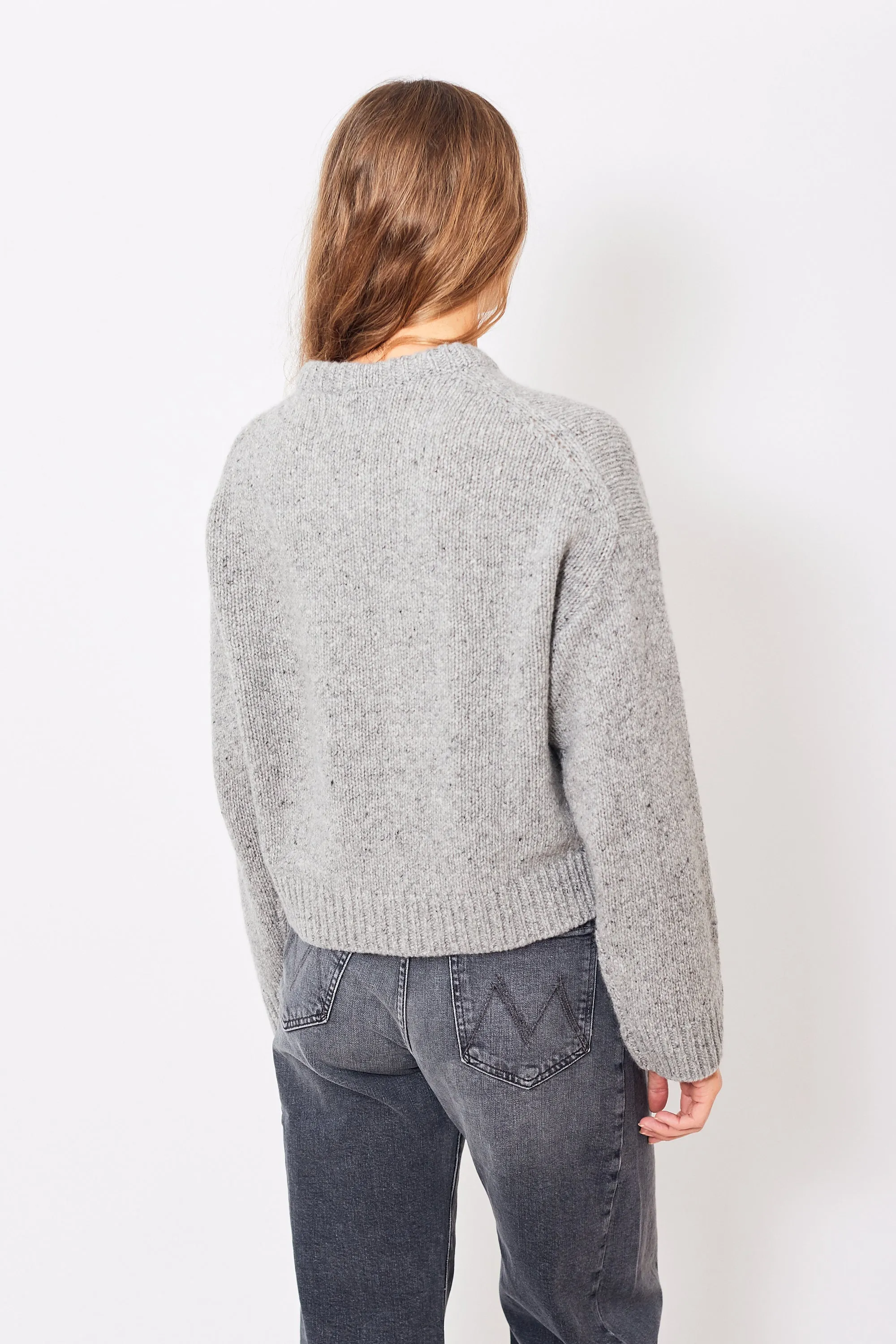 Allude Oversized Boxy Crop Crew Neck Sweater