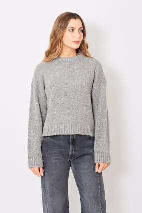 Allude Oversized Boxy Crop Crew Neck Sweater