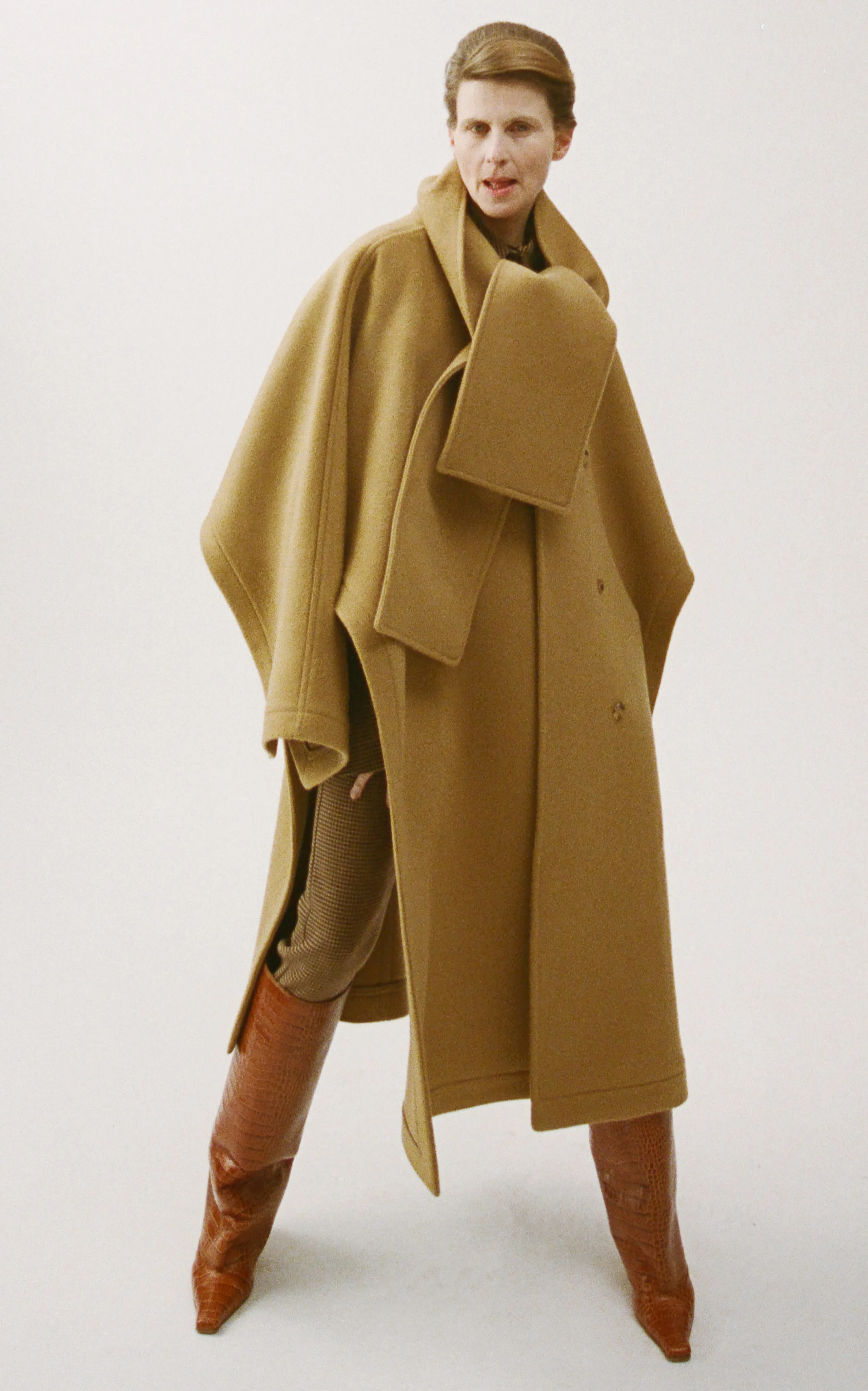 A.W.A.K.E. MODE Oversized Wool Poncho Coat