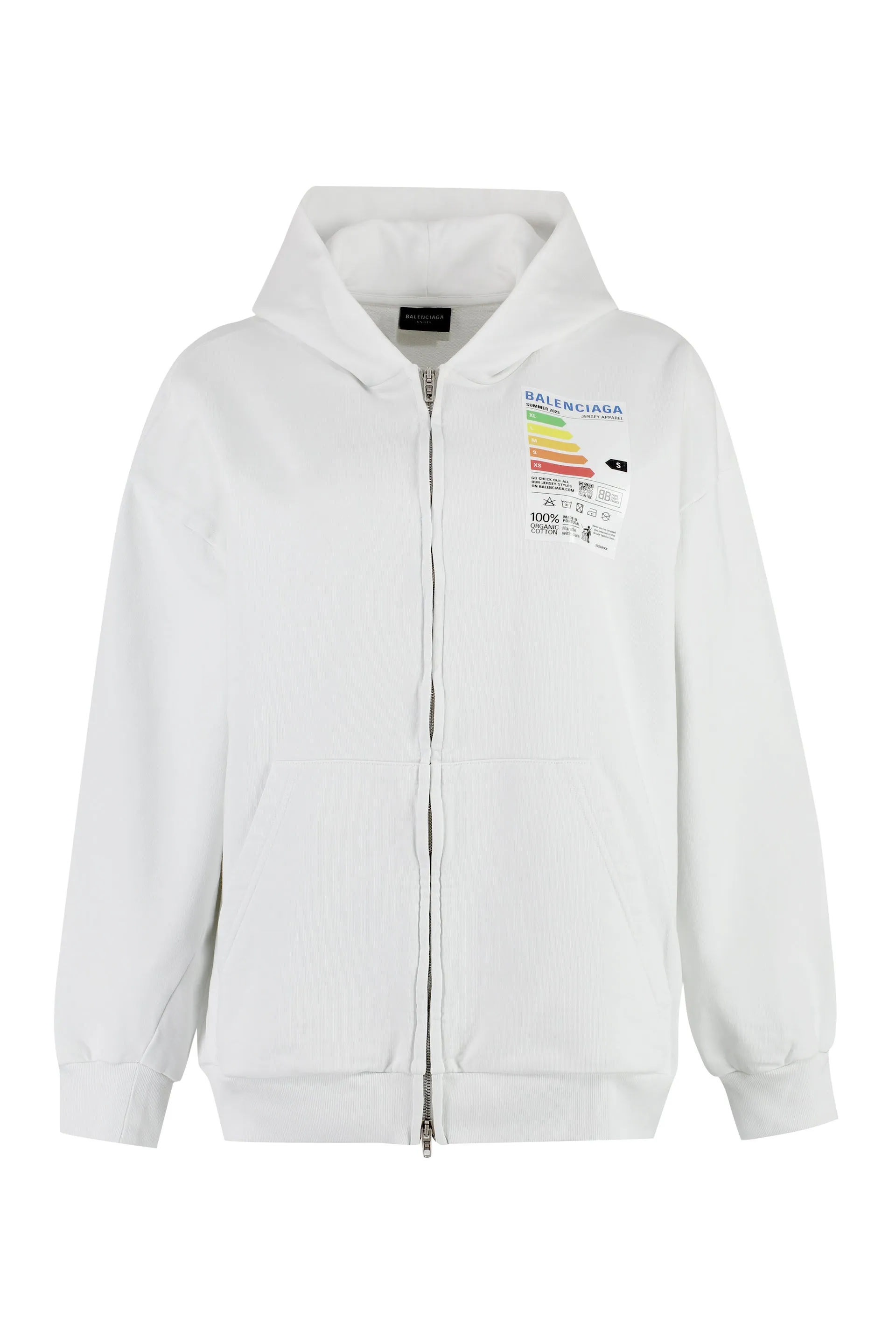 BALENCIAGA White Chest Logo Print Hoodie for Women