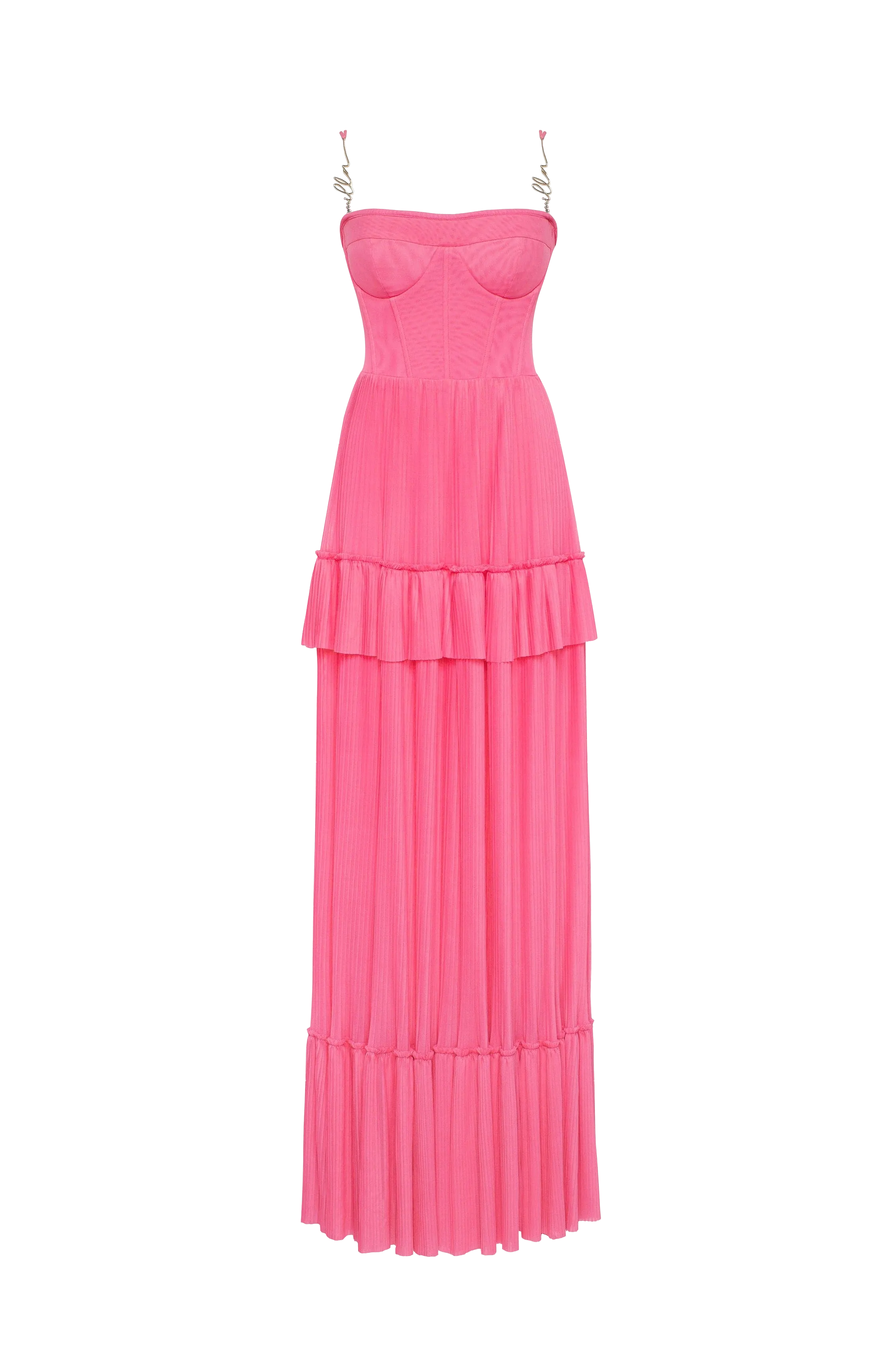 Barbie pink spaghetti strap pleated maxi dress, Garden of Eden