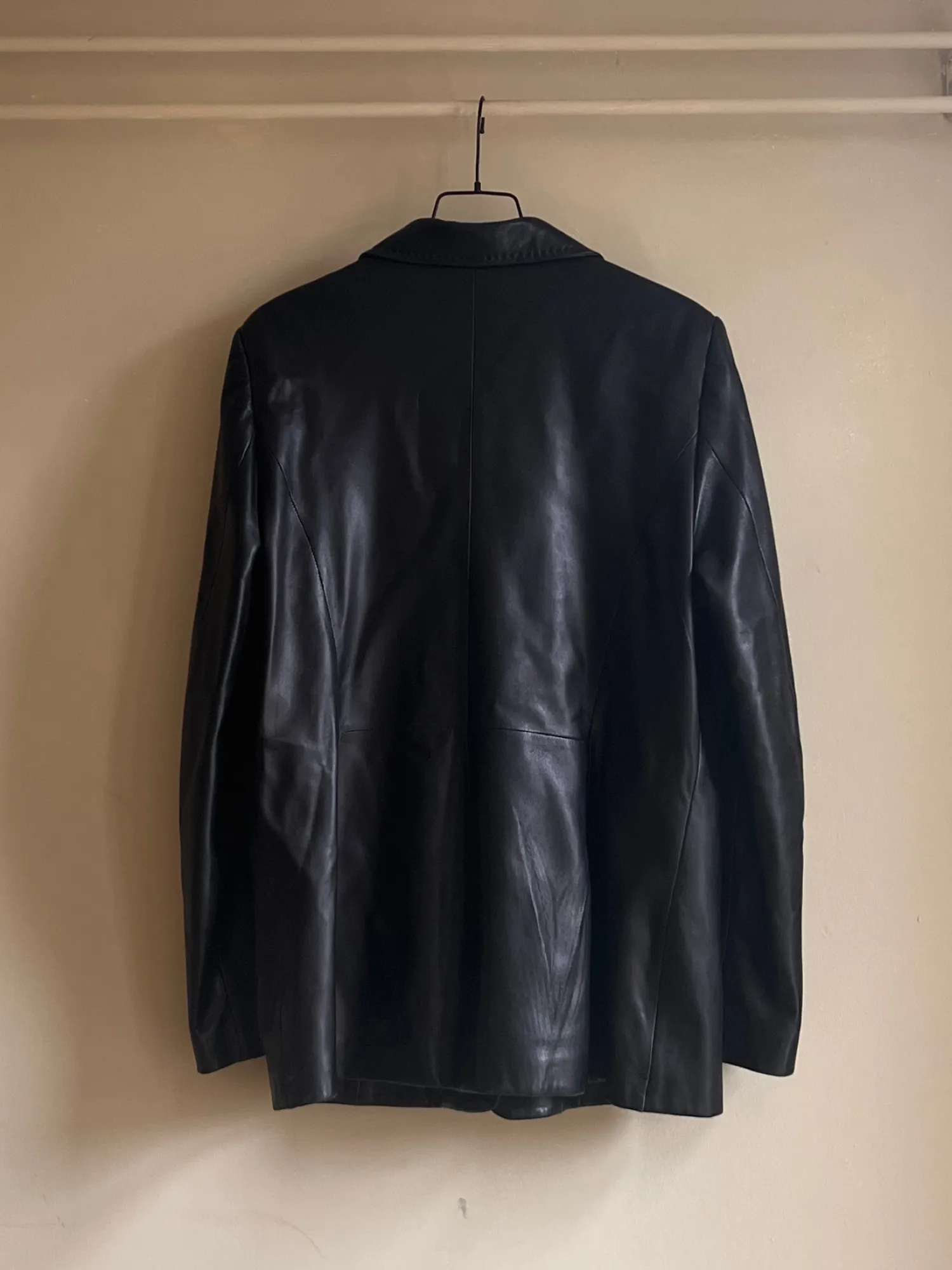 Black Leather Blazer Coat- L | Vintage