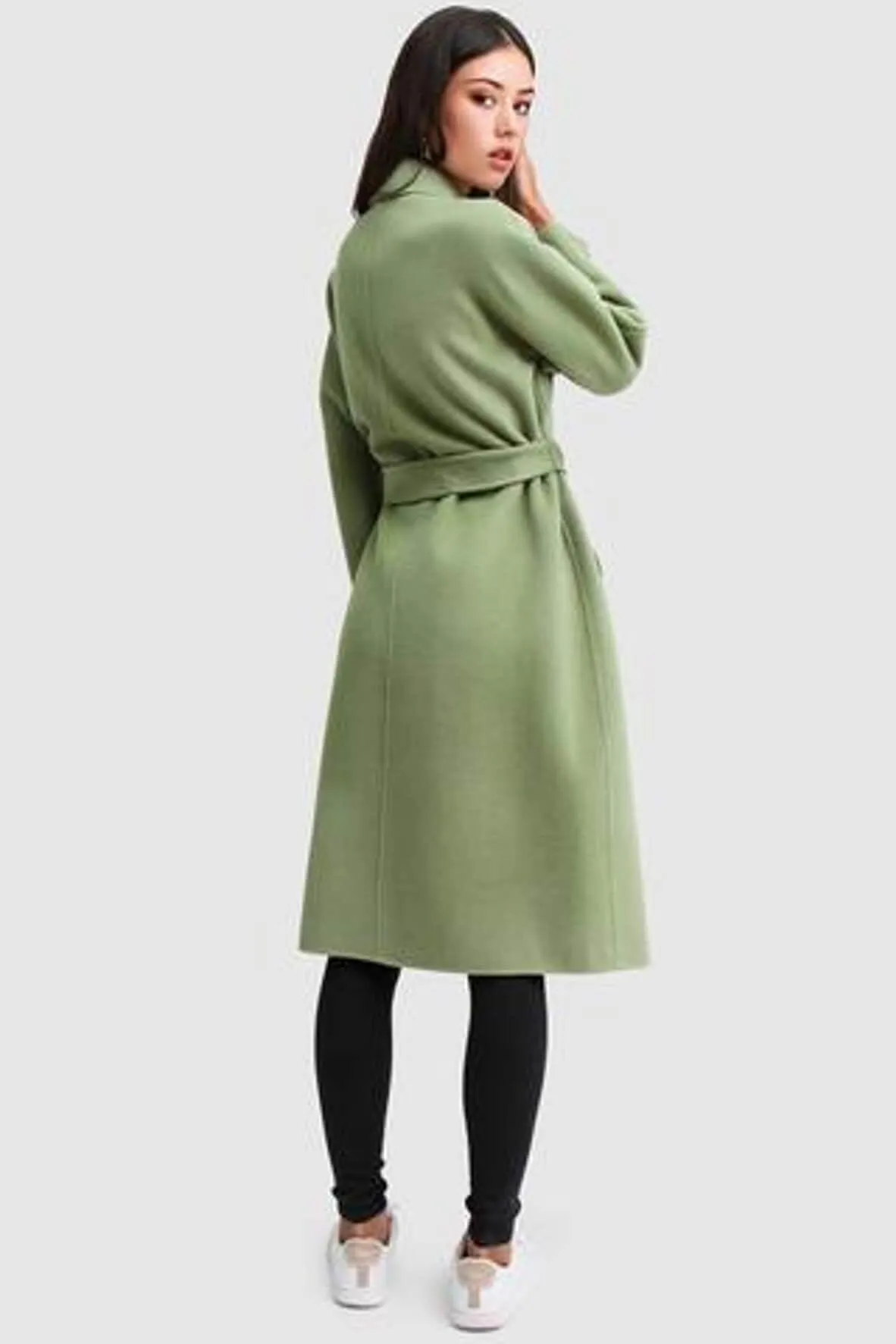 Boss Girl Double-Breasted Wool Coat in Kiwi