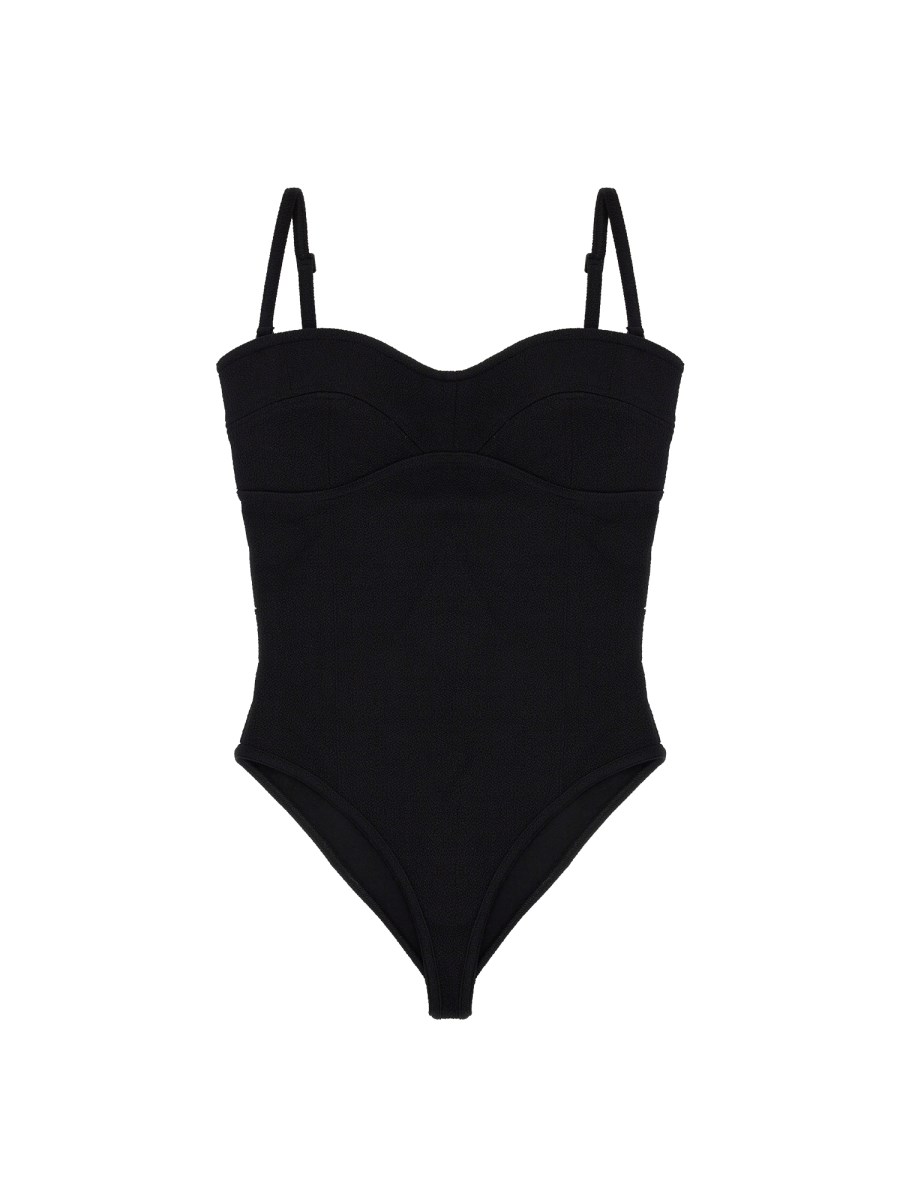 BOTTEGA VENETA    TEXTURED NYLON BUSTIER BODYSUIT