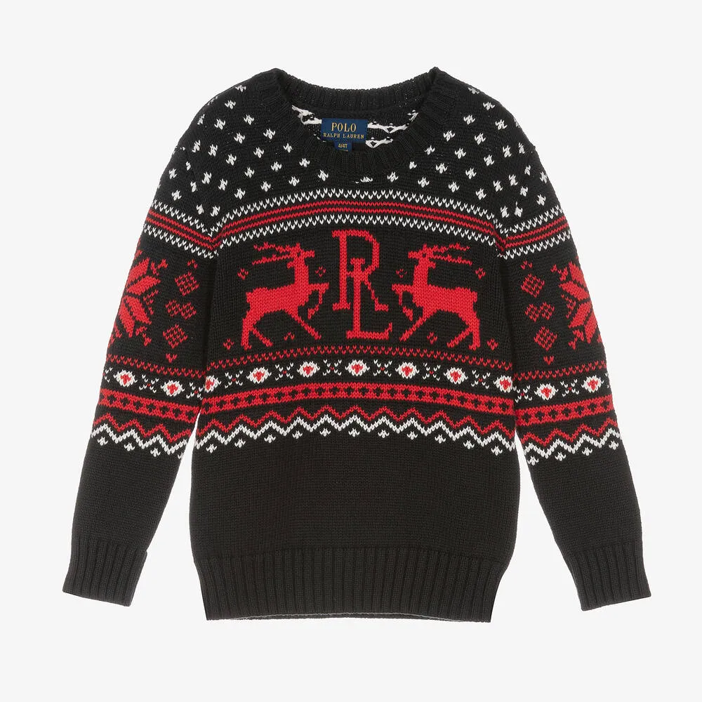 Boys Festive Logo Knit Sweater