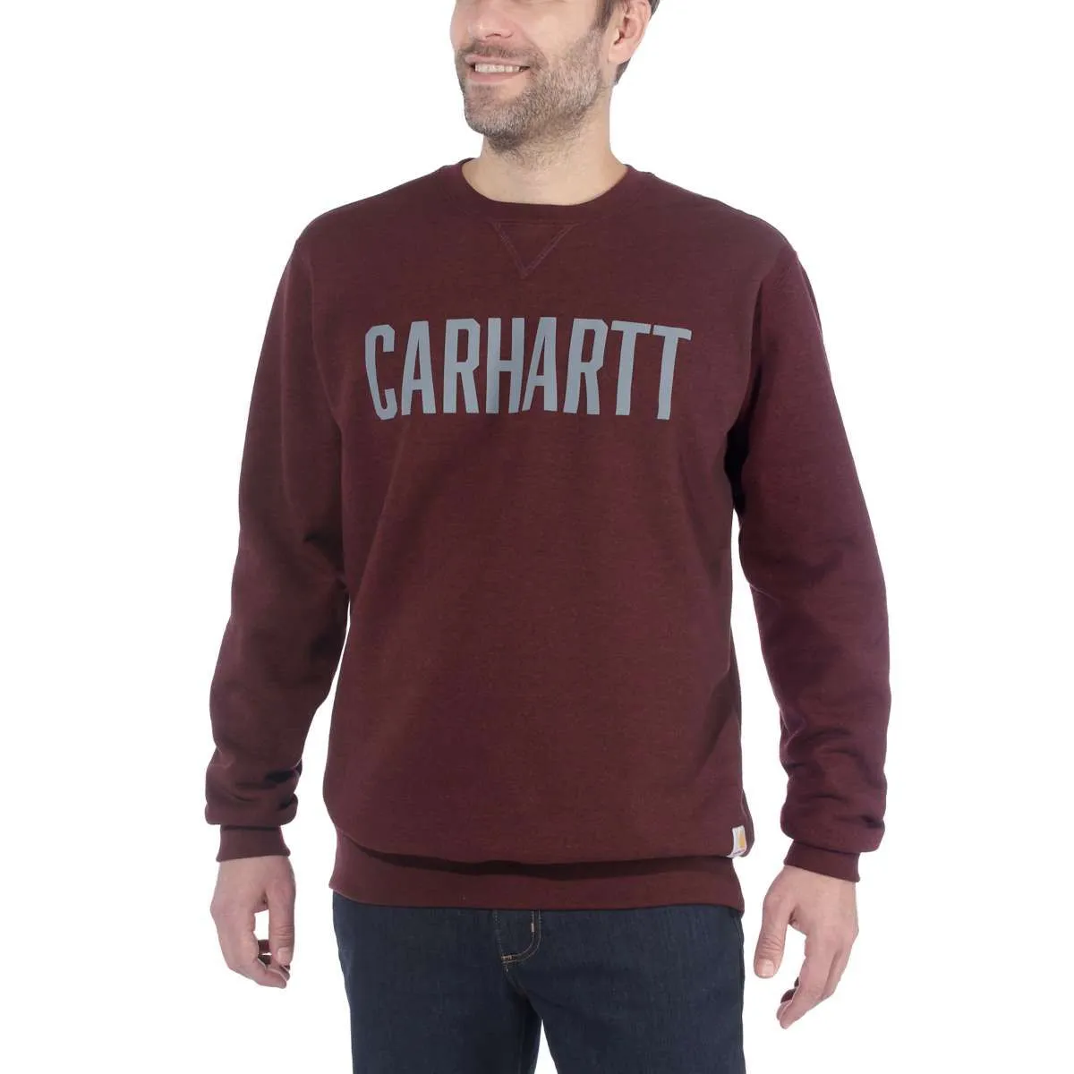 Carhartt 103853 Block Logo Crewneck Sweater - Port Heather