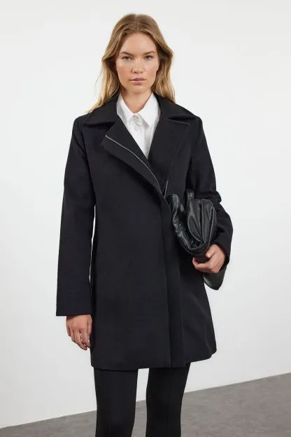 Collared Zipped Long Coat