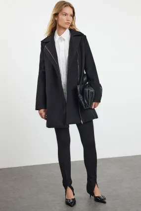 Collared Zipped Long Coat