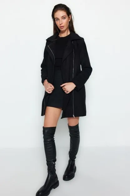 Collared Zipped Long Coat