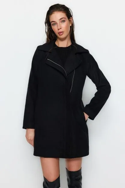 Collared Zipped Long Coat