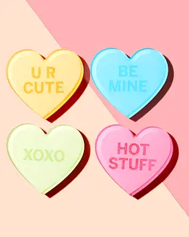 Conversation Heart Set of 4 Coasters