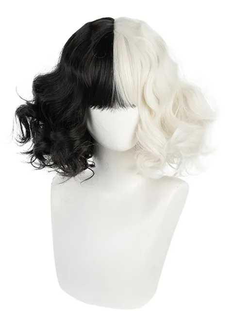 Cruella De Vil Inspired Colorblock Cosplay Wig