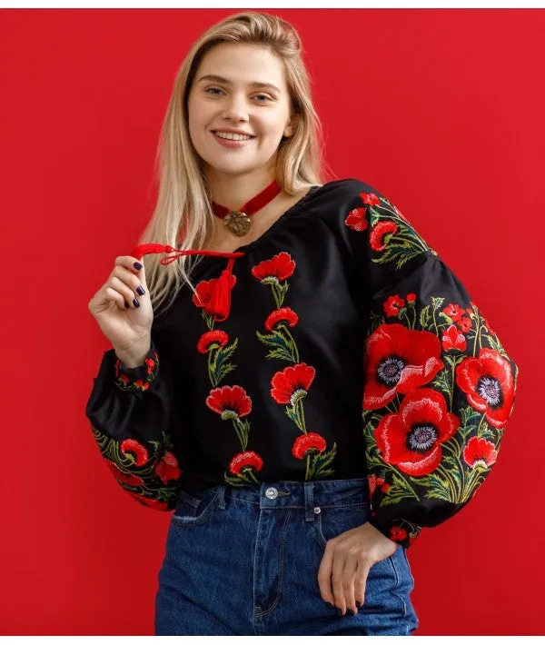 Embroidered Blouse Gorgeous Poppy