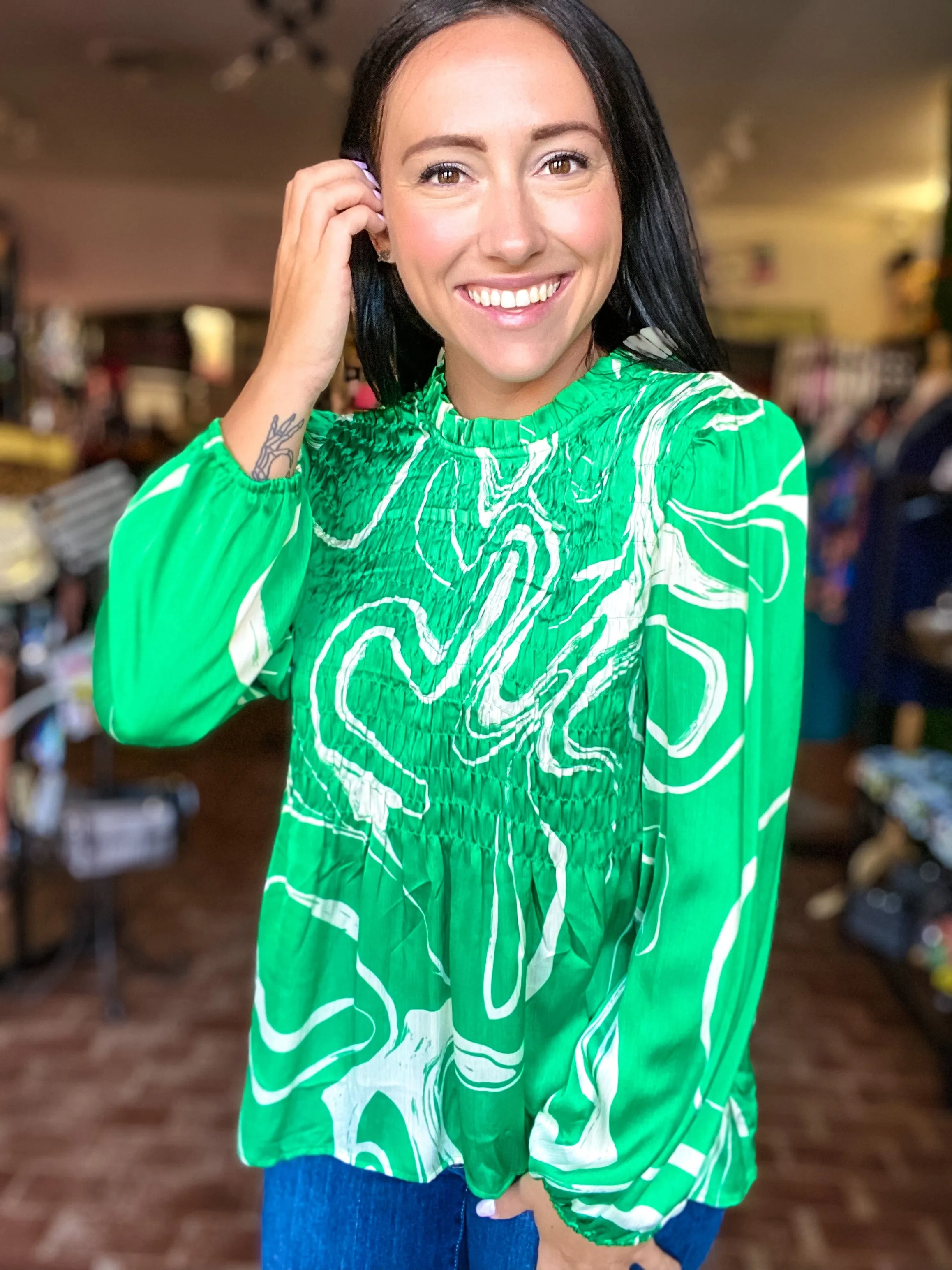 Emerald Swirl Blouse