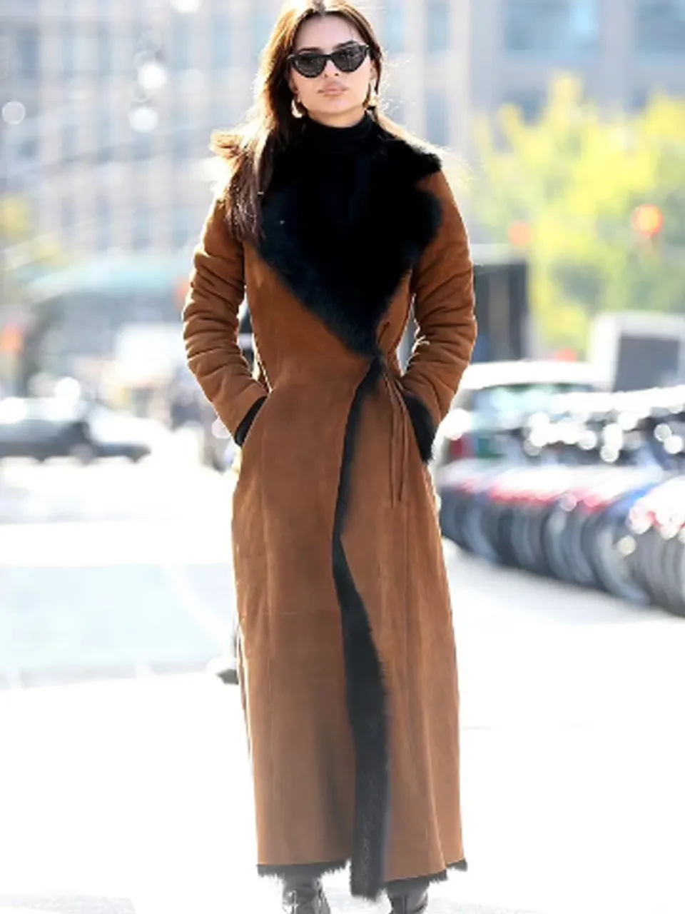 Emily Ratajkowski Brown Coat