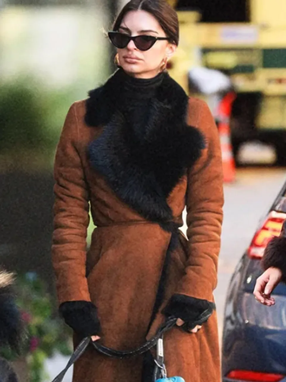 Emily Ratajkowski Brown Coat