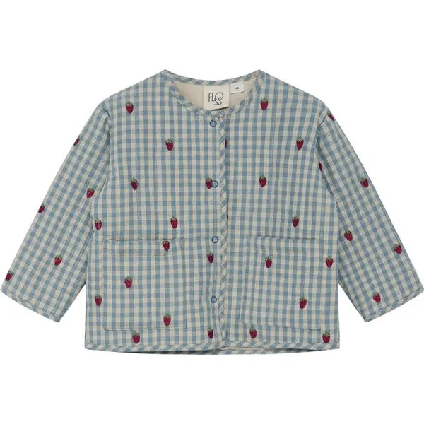 Flss Polly Jacket Berry/Blue Gingham