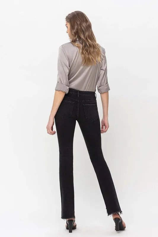 Flying Monkey Mid Rise Step Hem with Slit Straight Jeans