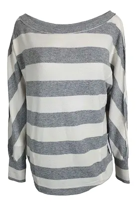 FREE PEOPLE Cali Grey White Striped Long Sleeved Jumper (XS)