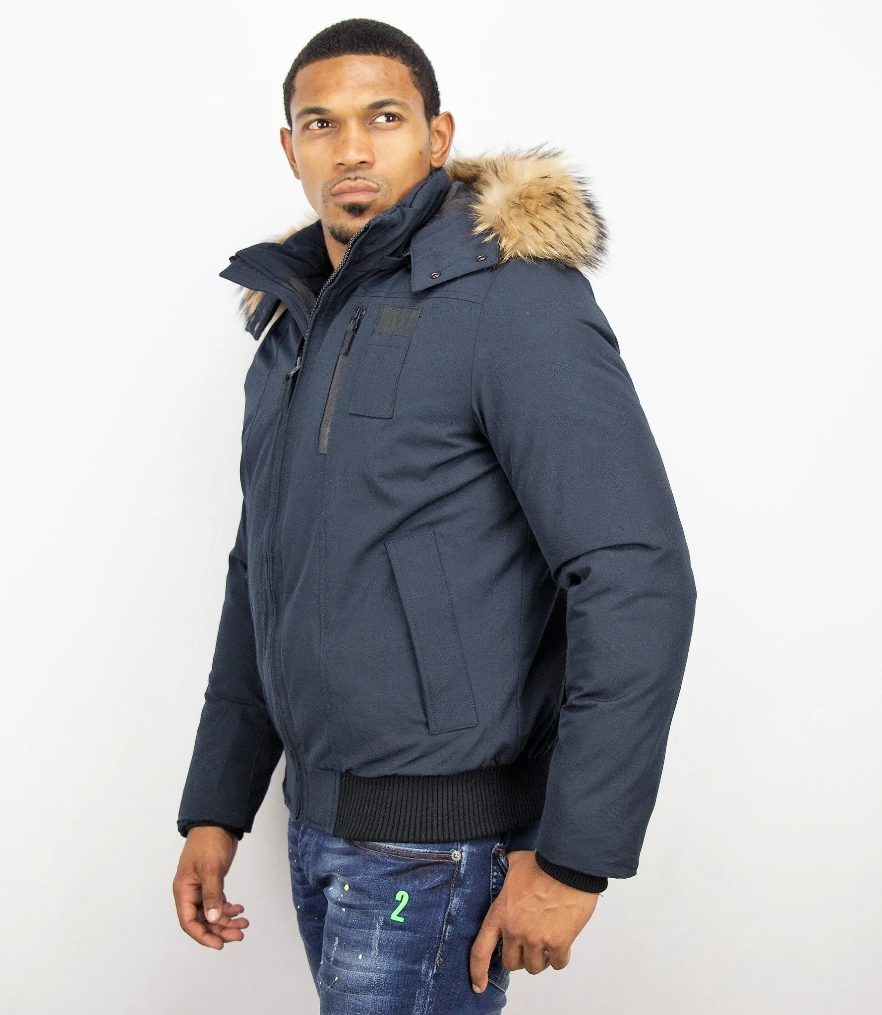 Fur Collar Coat | Men Winter Coat Short | Large Fur Collar |