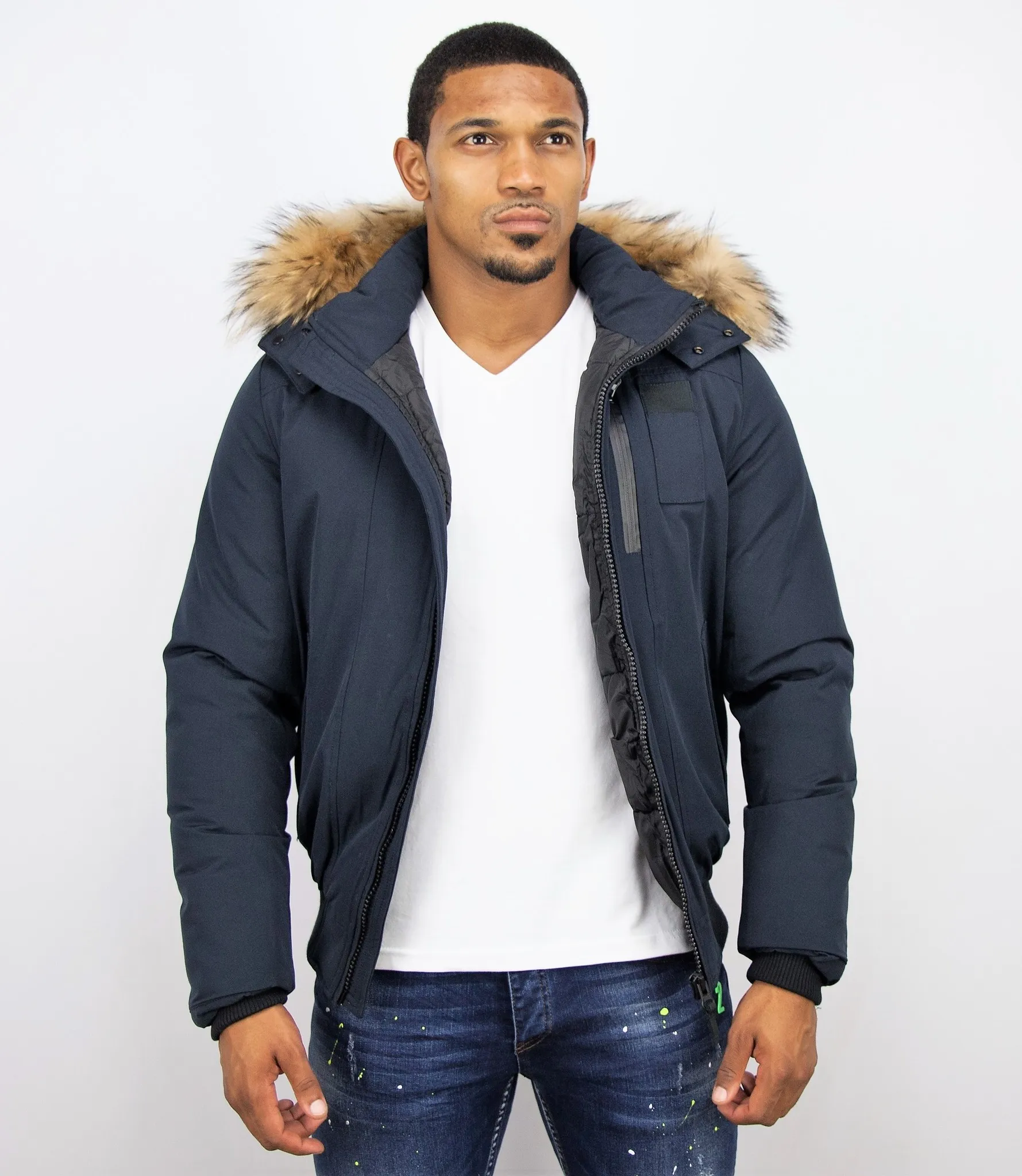 Fur Collar Coat | Men Winter Coat Short | Large Fur Collar |