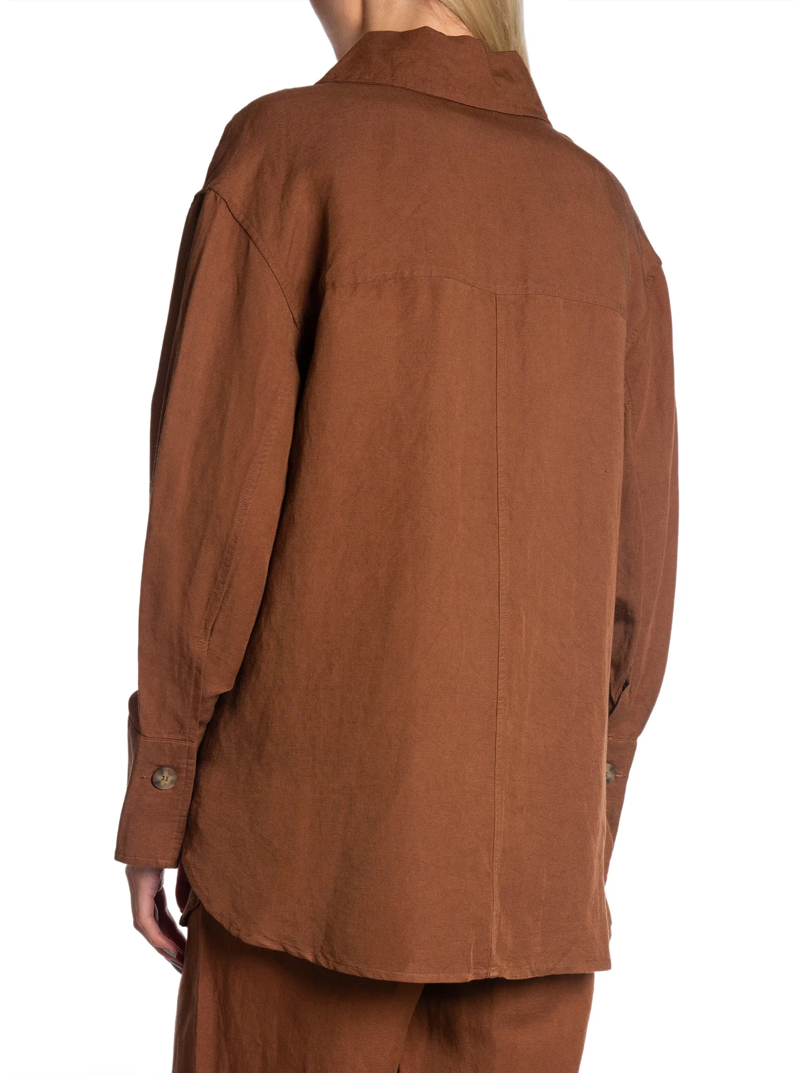 GANT JACKET LINEN VISCOSE SHIRT MAHOGANY BROWN