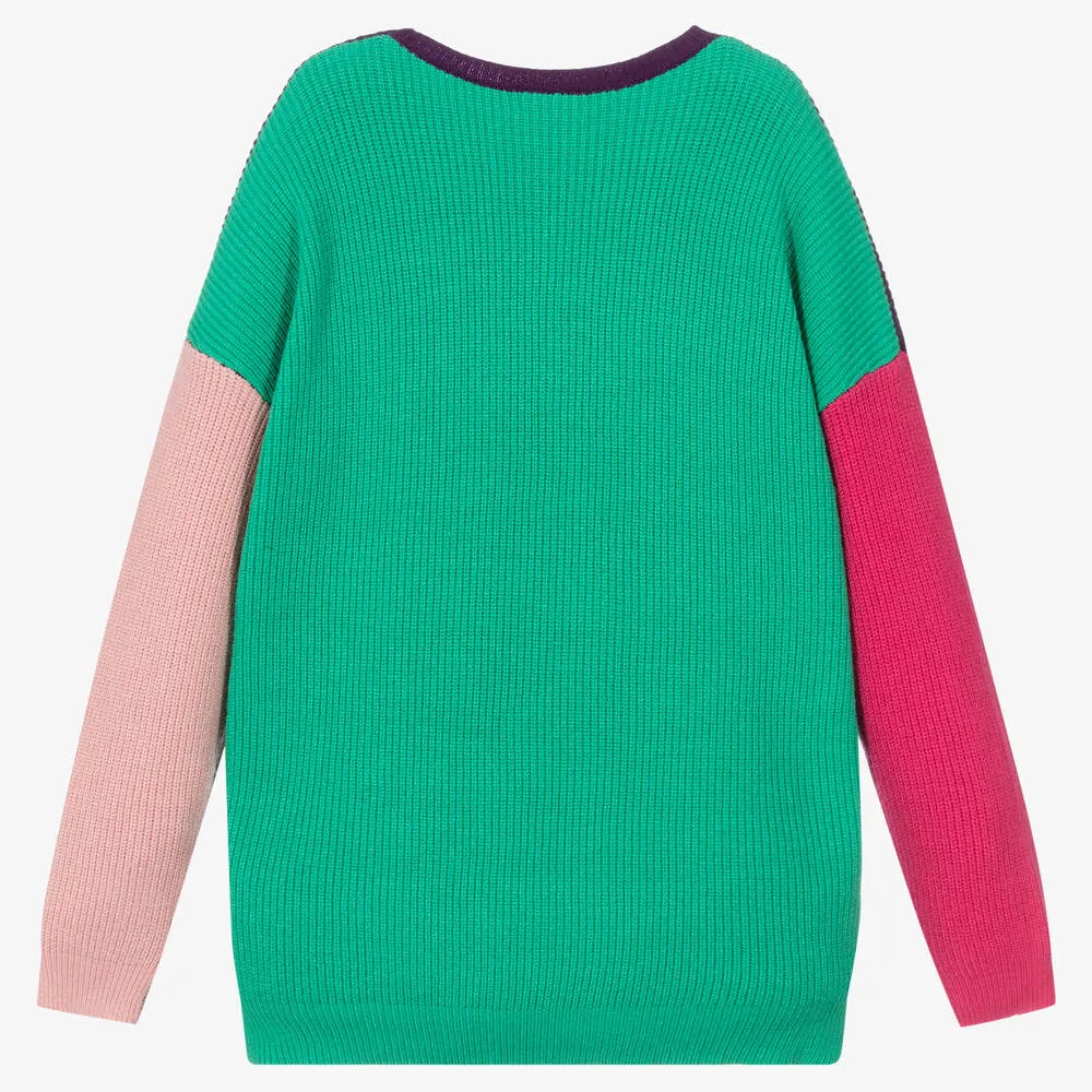 Girls Colourblock Knit Sweater