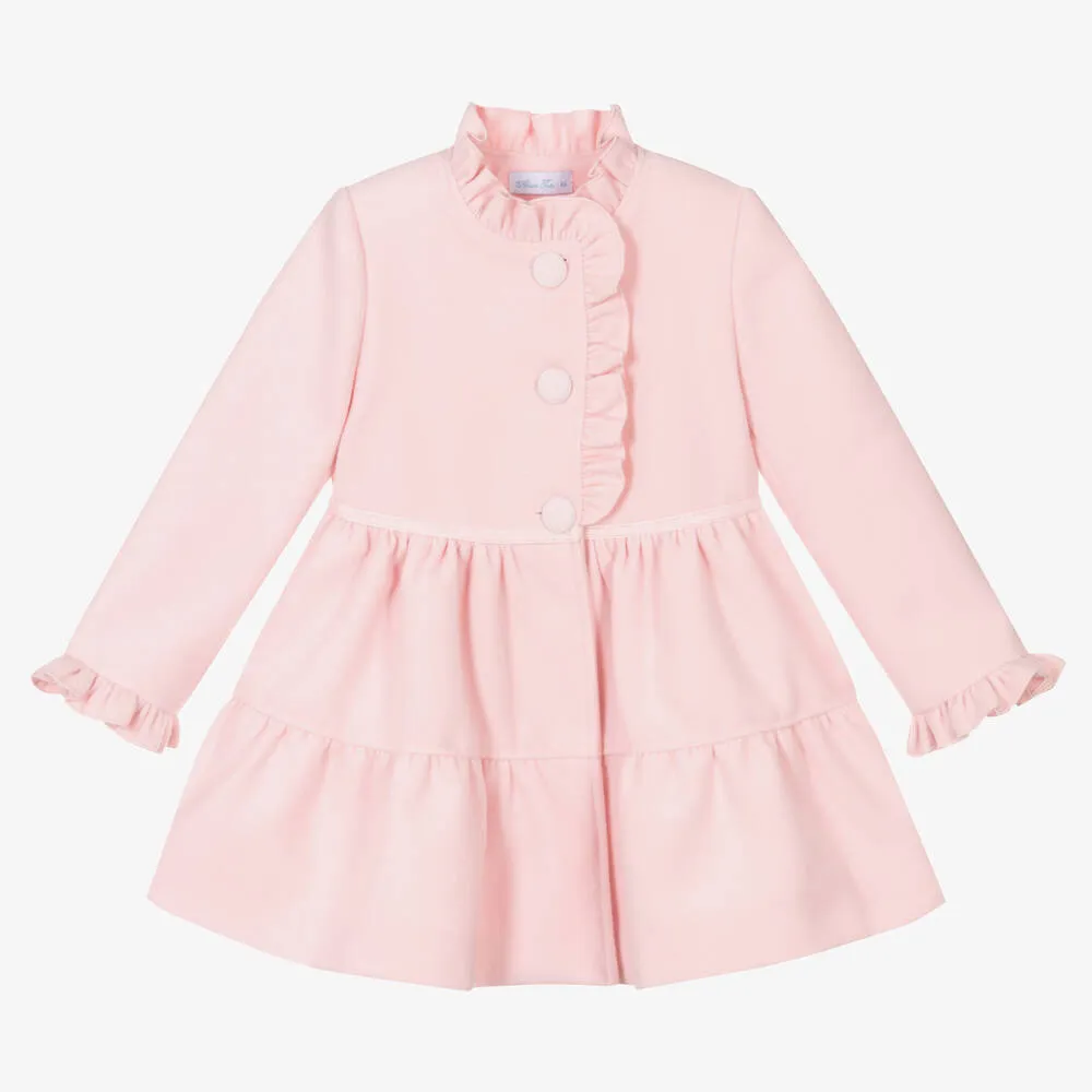 Girls Pink Ruffle Coat