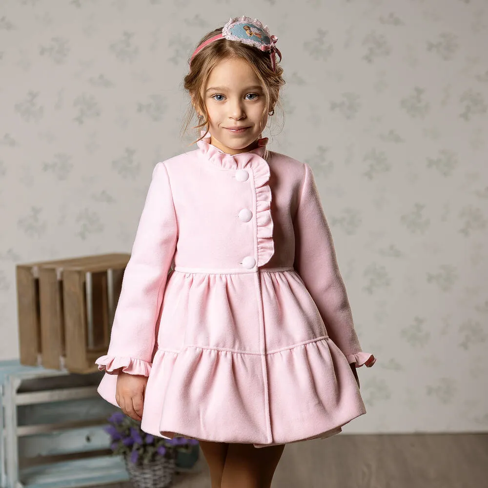 Girls Pink Ruffle Coat