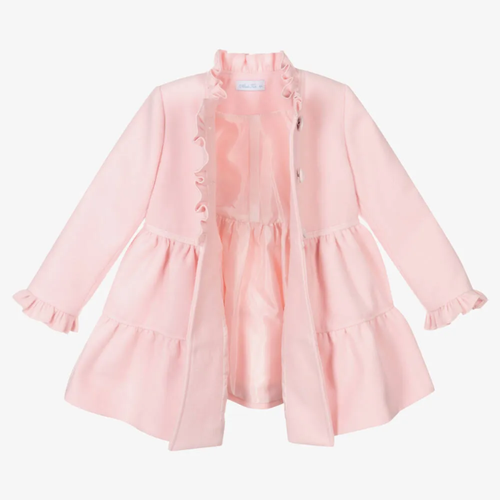 Girls Pink Ruffle Coat