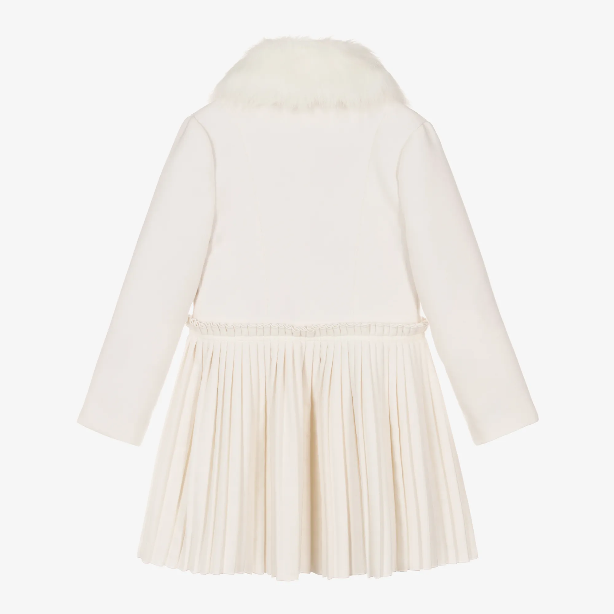 Girls White Pleated Coat