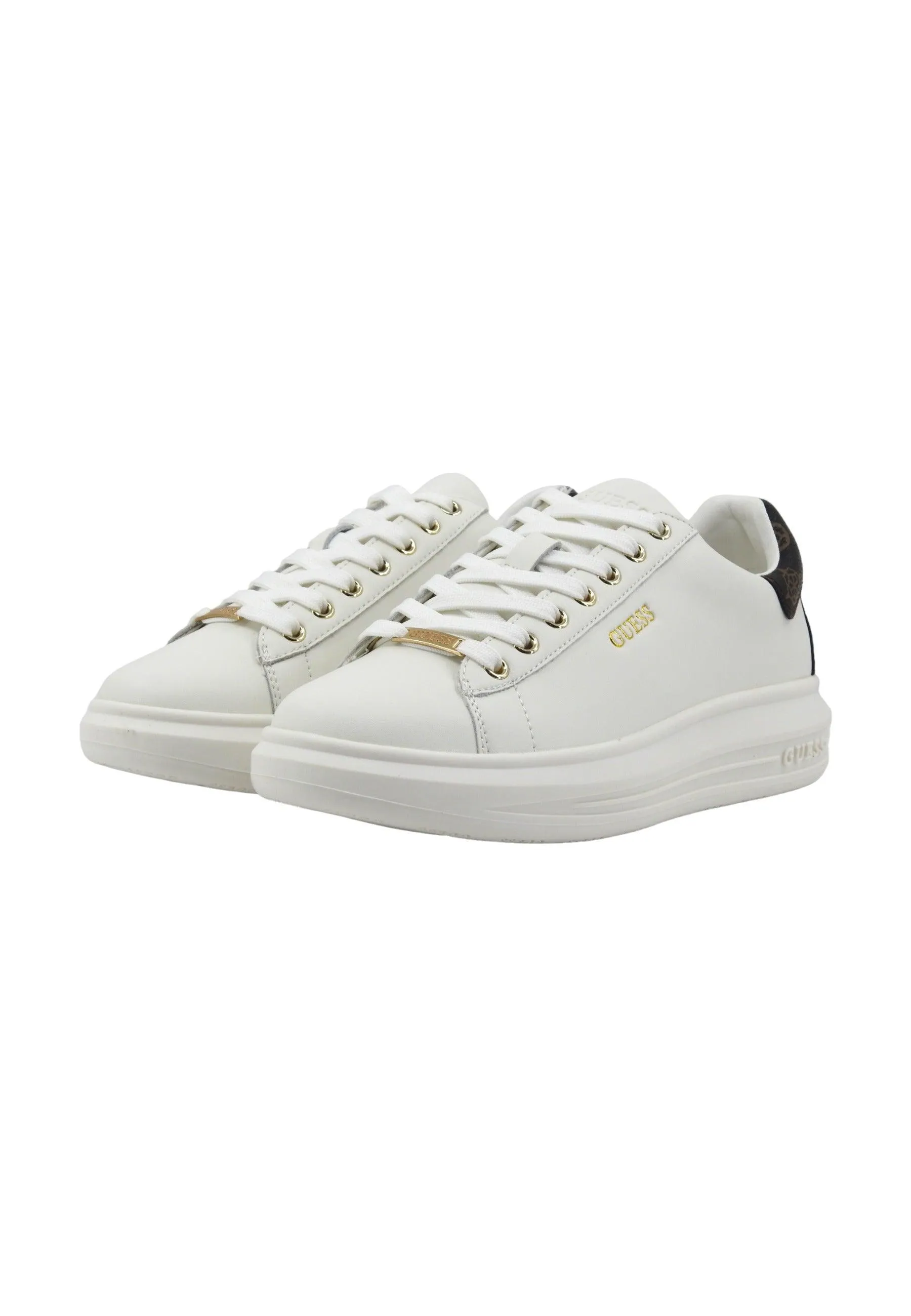 GUESS Sneaker Donna White Brown FL8VIBLEA12