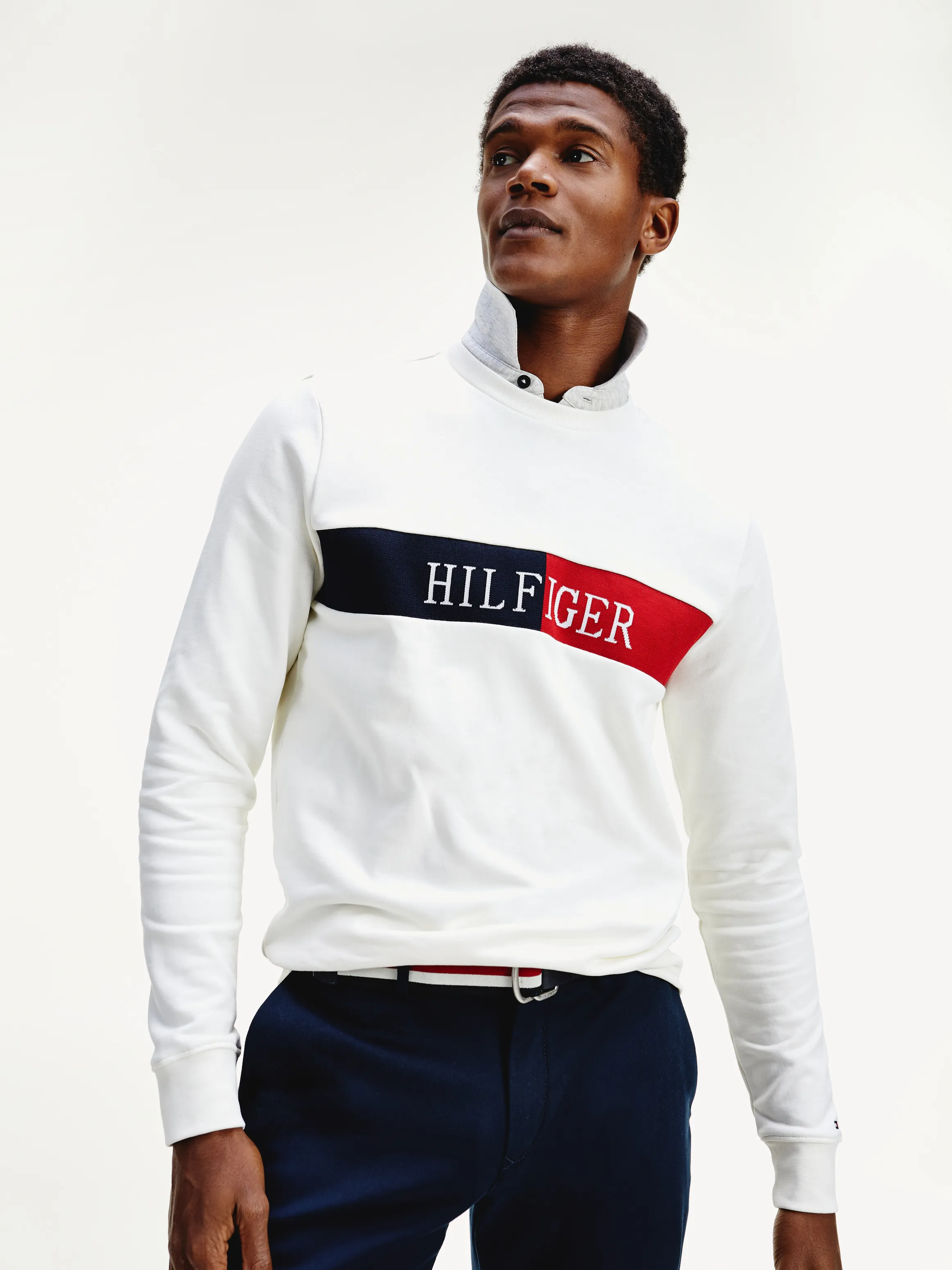 Intarsia Logo Cotton Terry Sweatshirt | Sweatshirts & Hoodies | Tommy Hilfiger