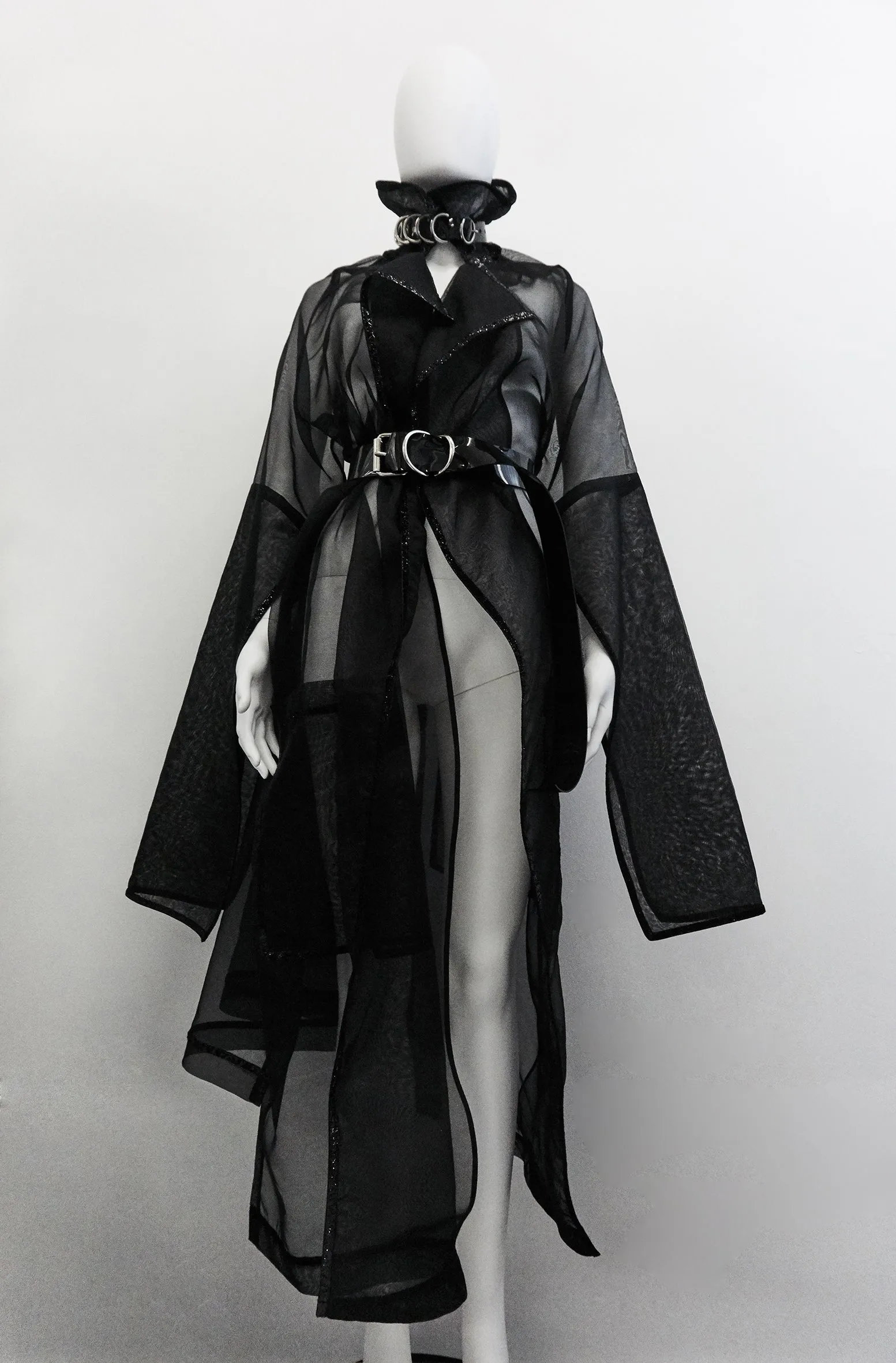 Jivomir Domoustchiev Organza silk split sleeve trench coat