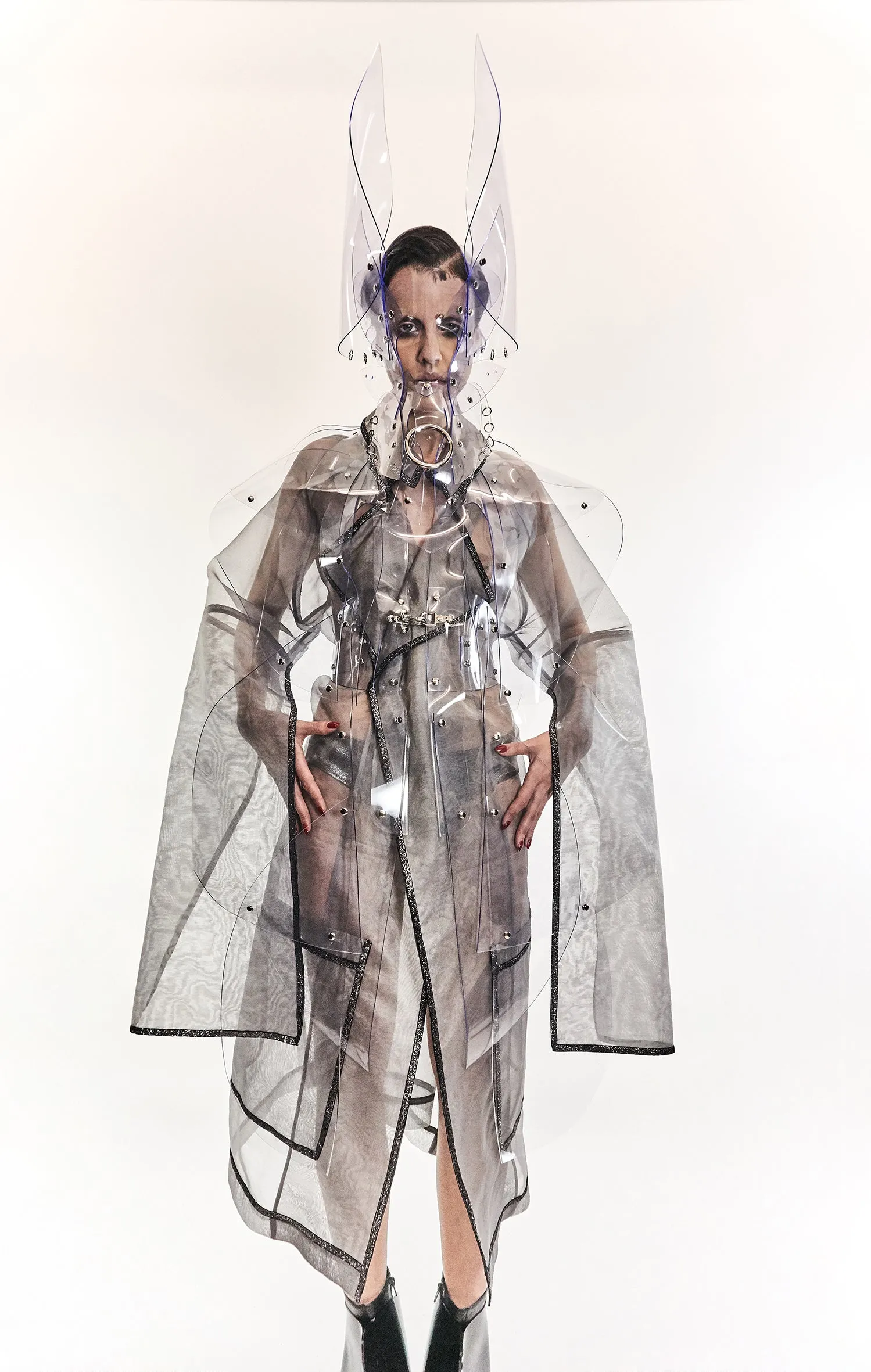 Jivomir Domoustchiev Organza silk split sleeve trench coat