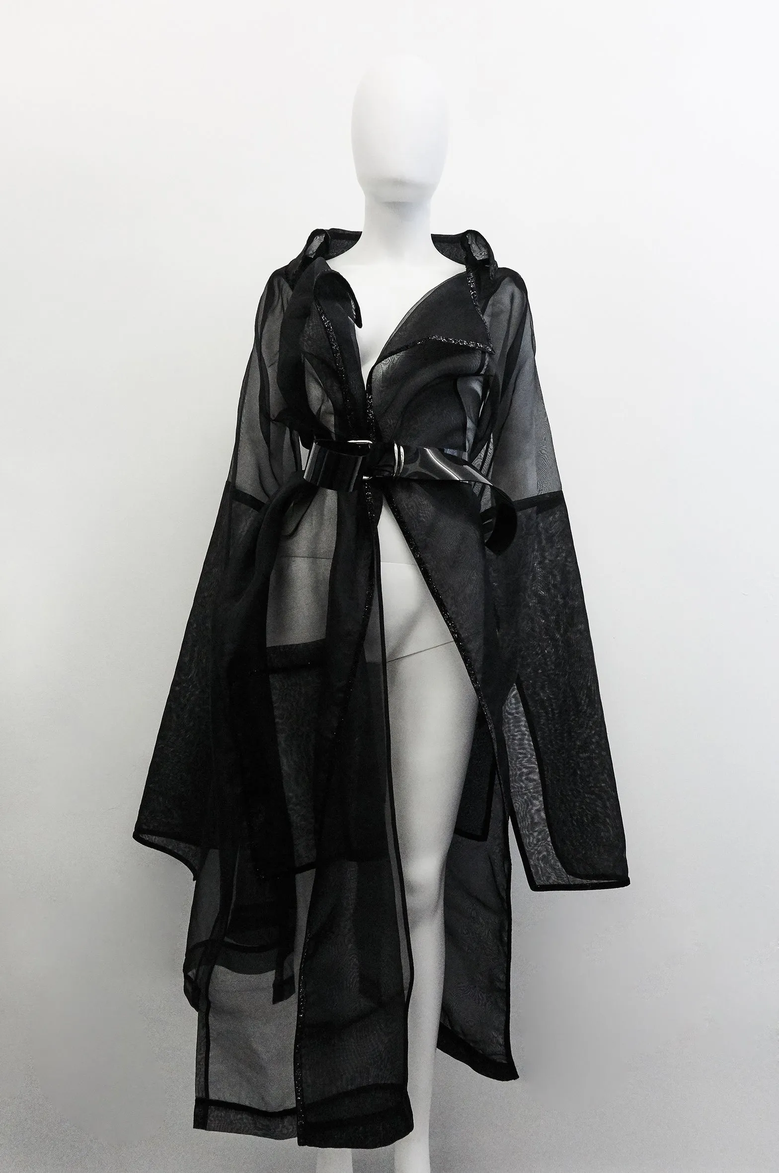 Jivomir Domoustchiev Organza silk split sleeve trench coat