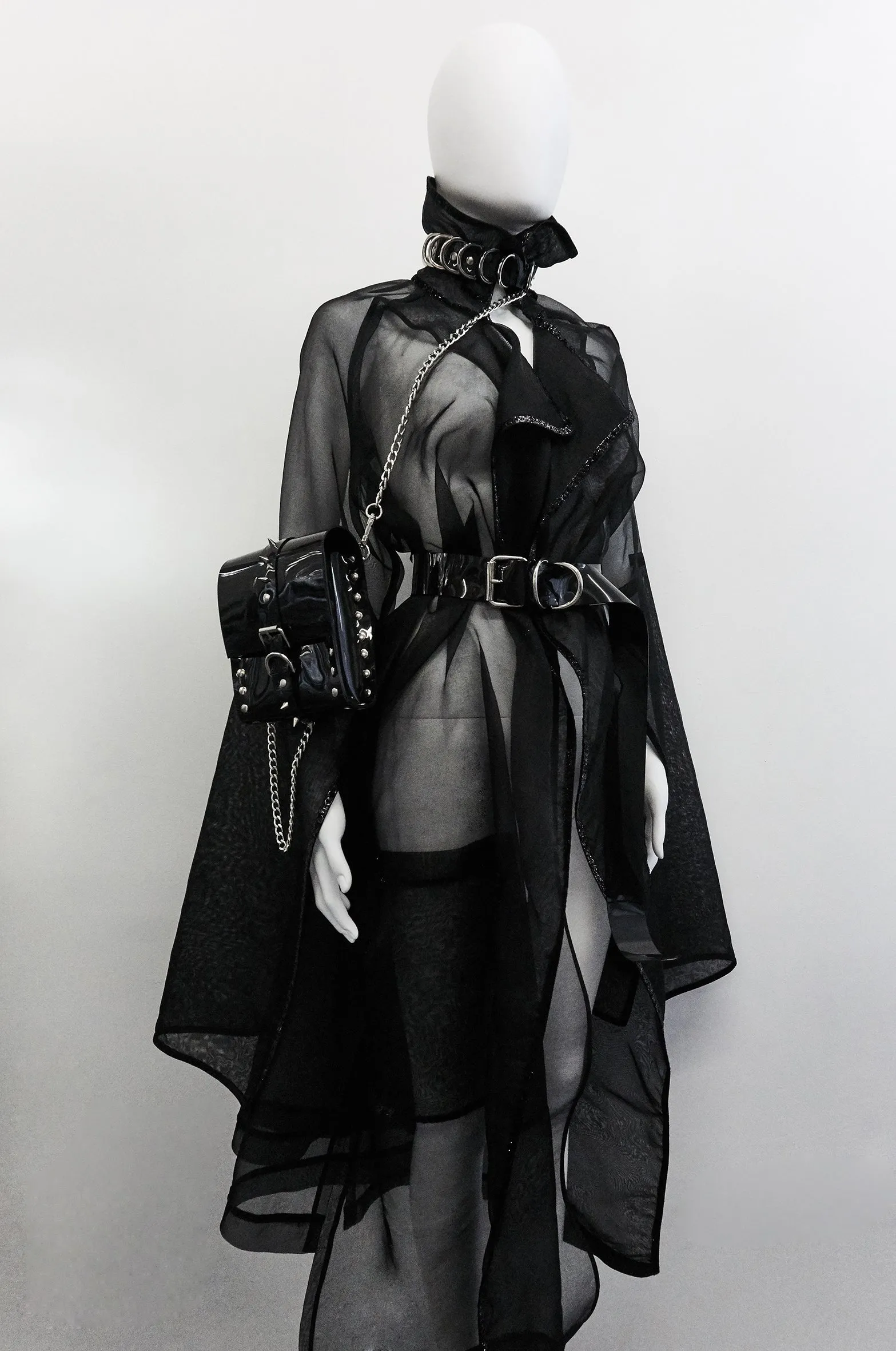 Jivomir Domoustchiev Organza silk split sleeve trench coat