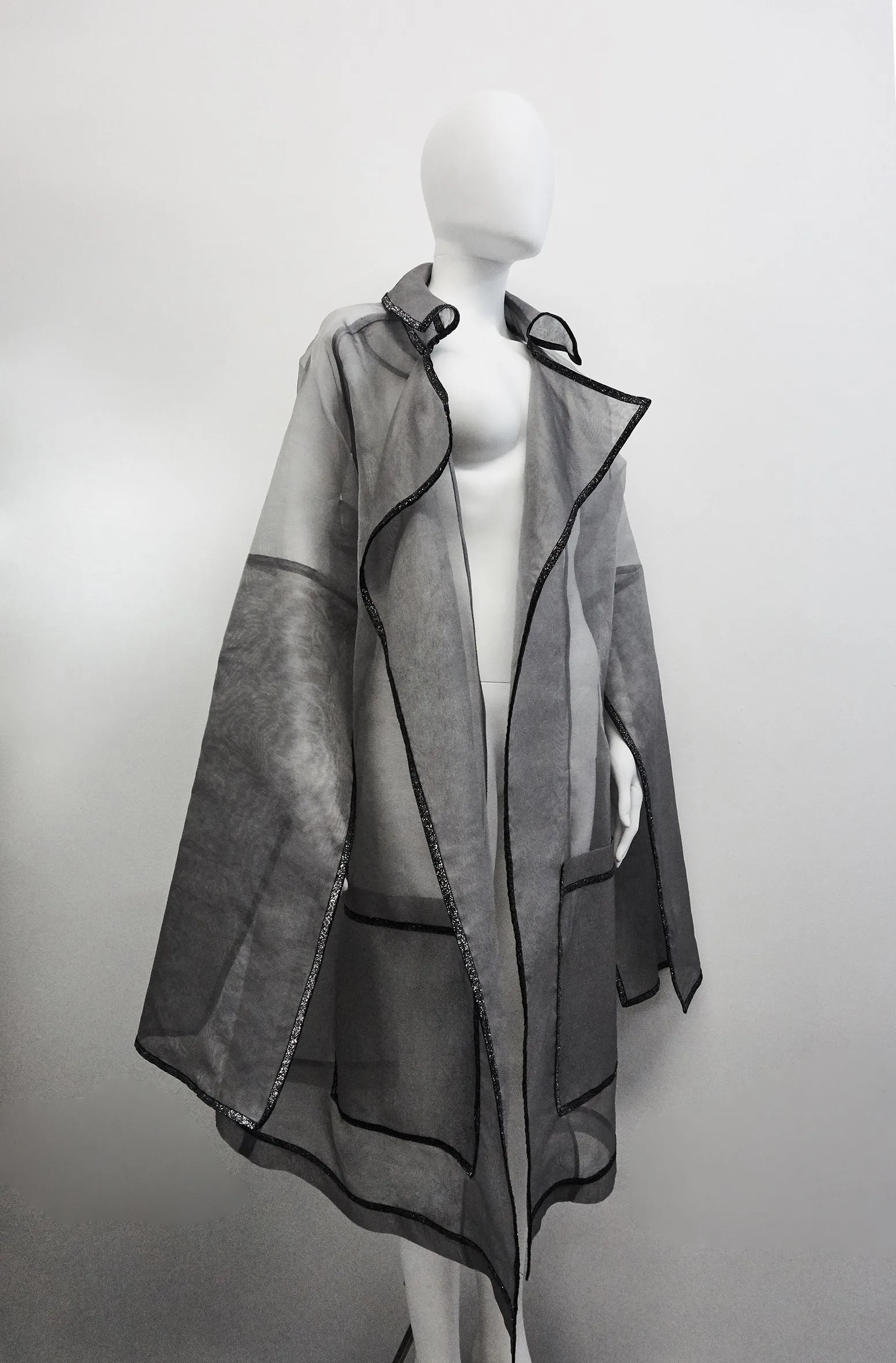 Jivomir Domoustchiev Organza silk split sleeve trench coat