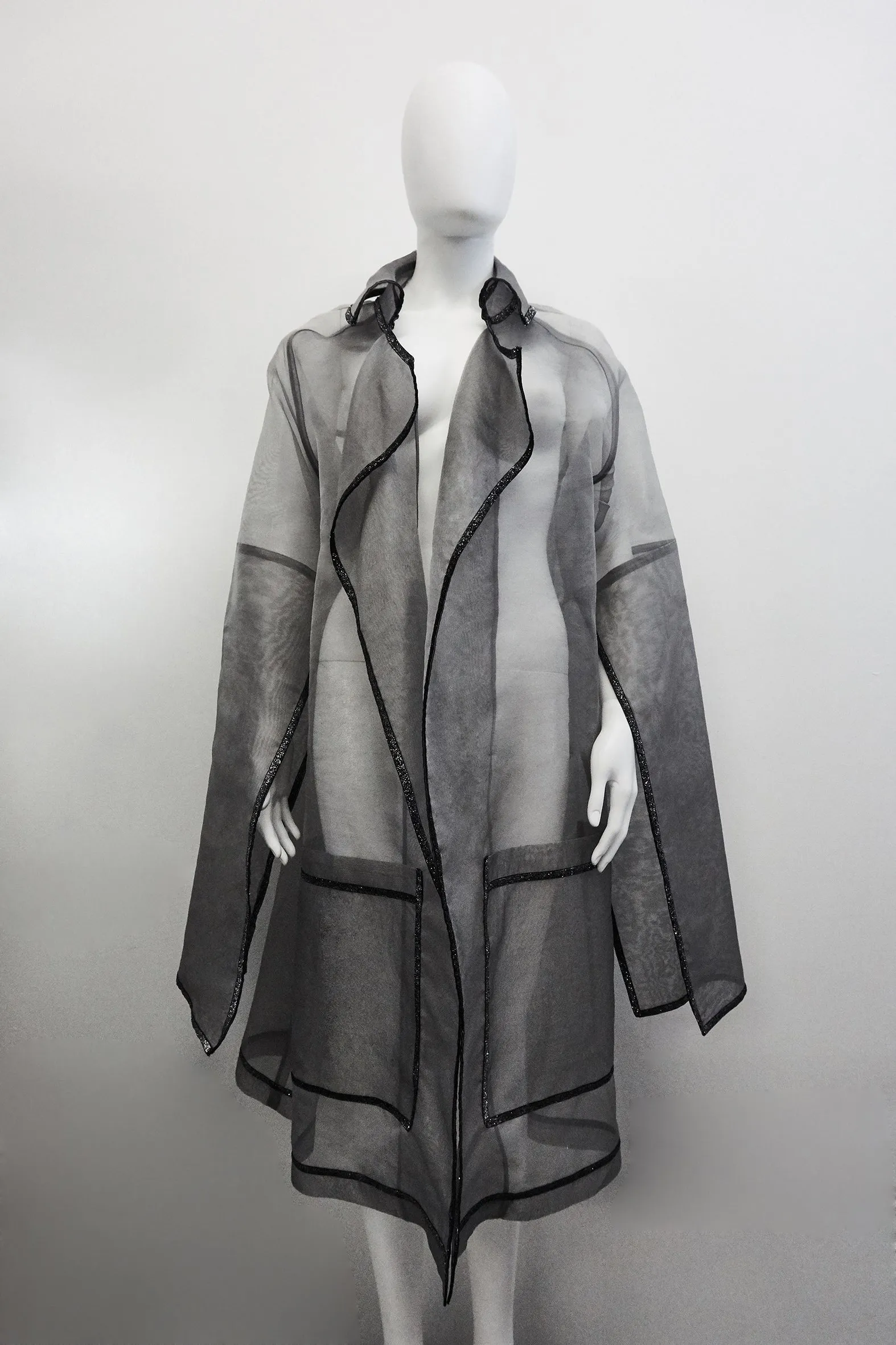 Jivomir Domoustchiev Organza silk split sleeve trench coat