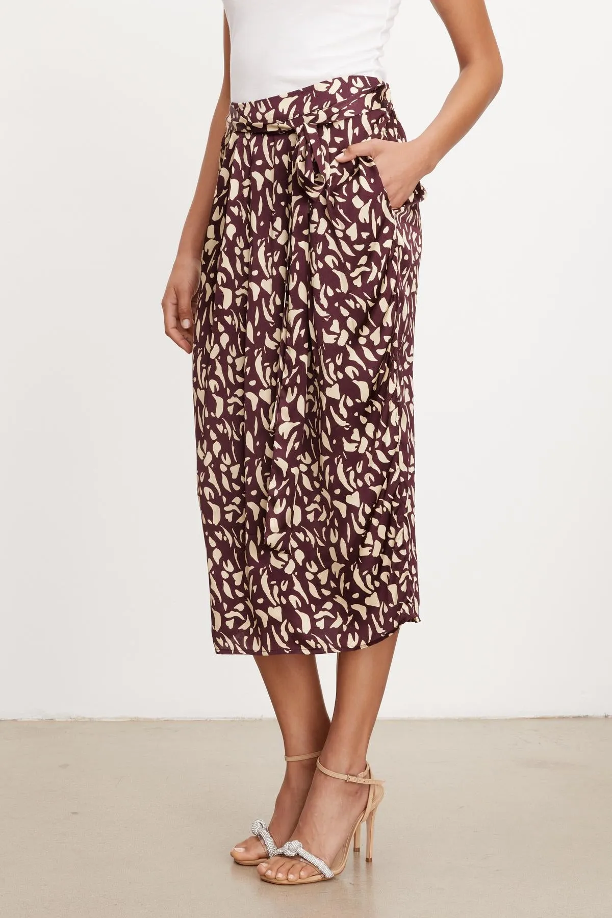 JUNO PRINTED SATIN SKIRT