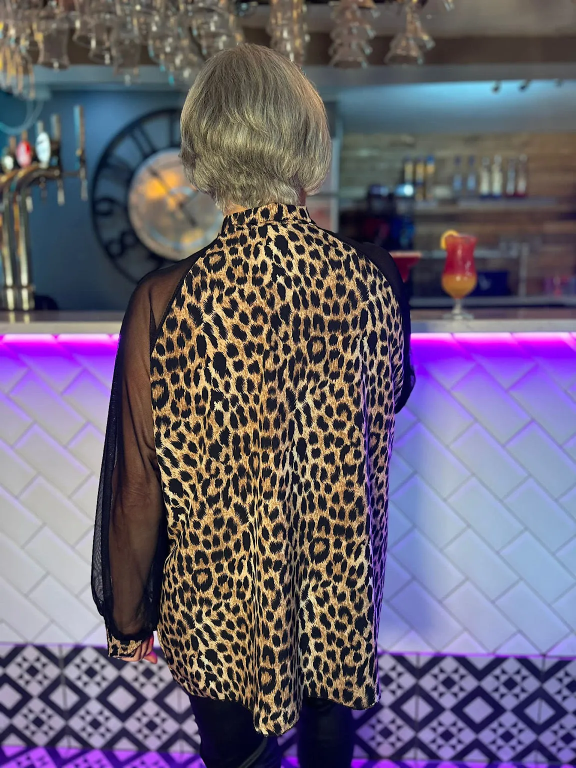 Leopard Print Neck Tie Blouse Lucy