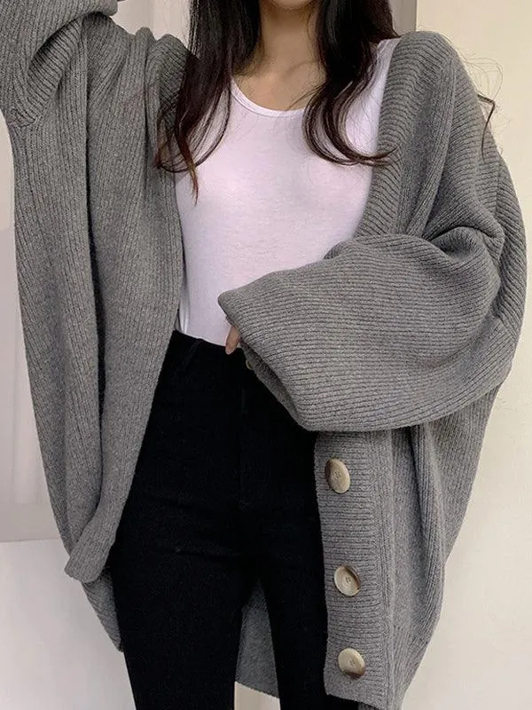 Loose Balloon Sleeve Knit Cardigan