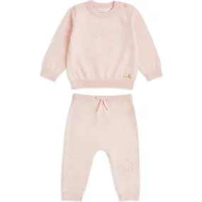 Marie-Chantal Pointelle Heart Crawler Set in Pink