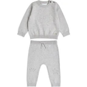 Marie-Chantal Pointelle Star Crawler Set in Grey