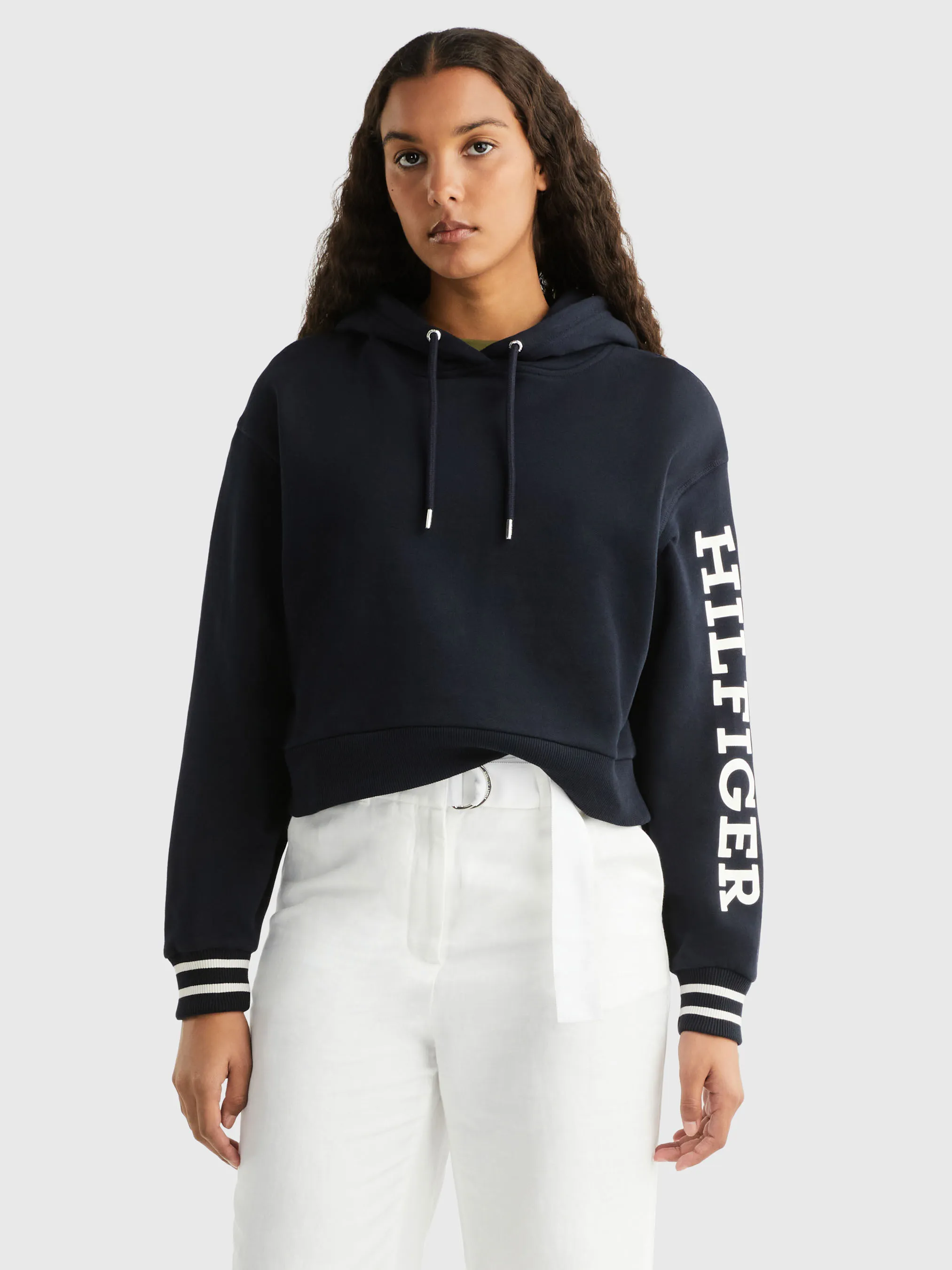 Monotype Sleeve Crop Hoodie | Sweatshirts & Hoodies | Tommy Hilfiger