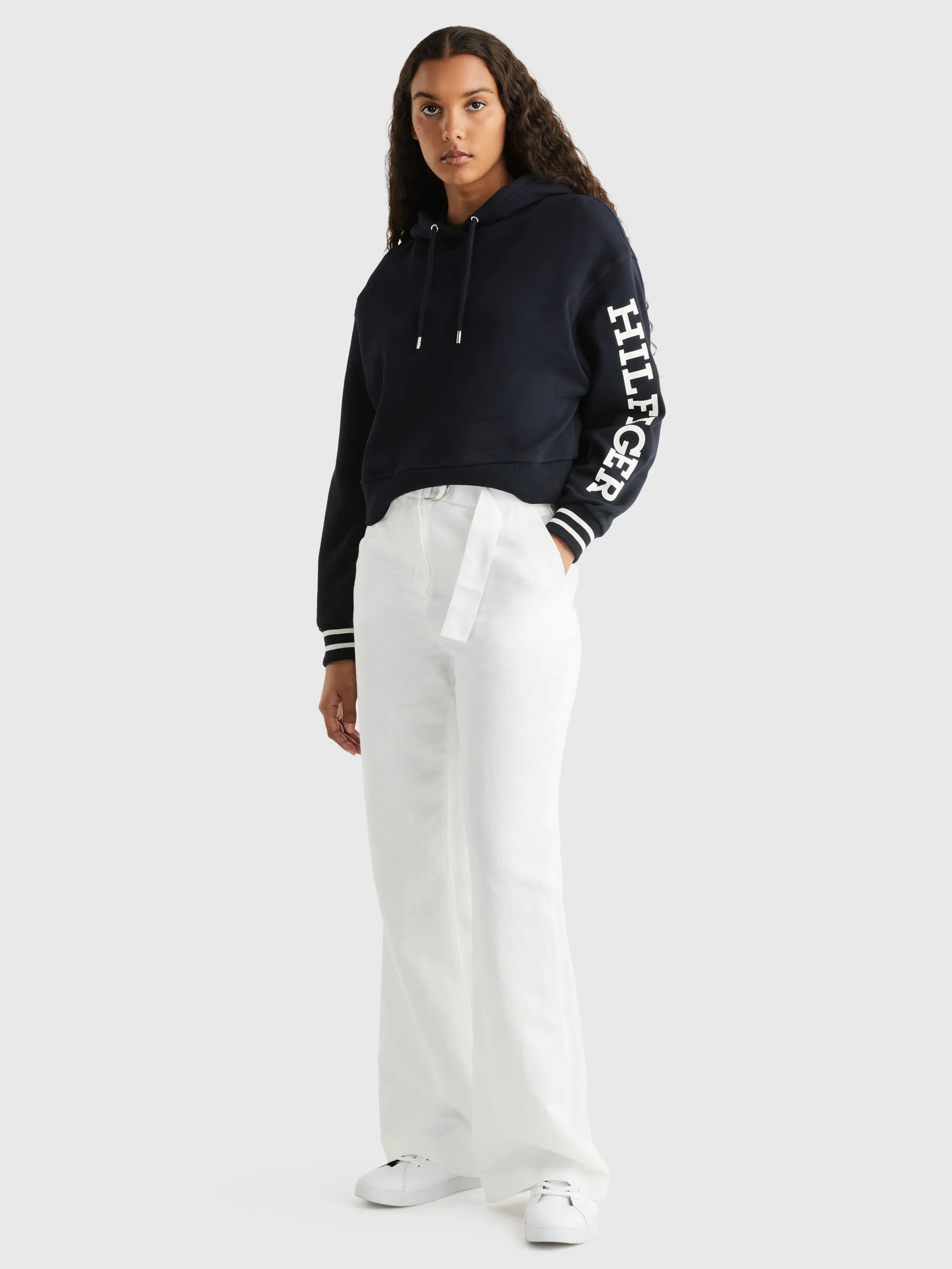 Monotype Sleeve Crop Hoodie | Sweatshirts & Hoodies | Tommy Hilfiger