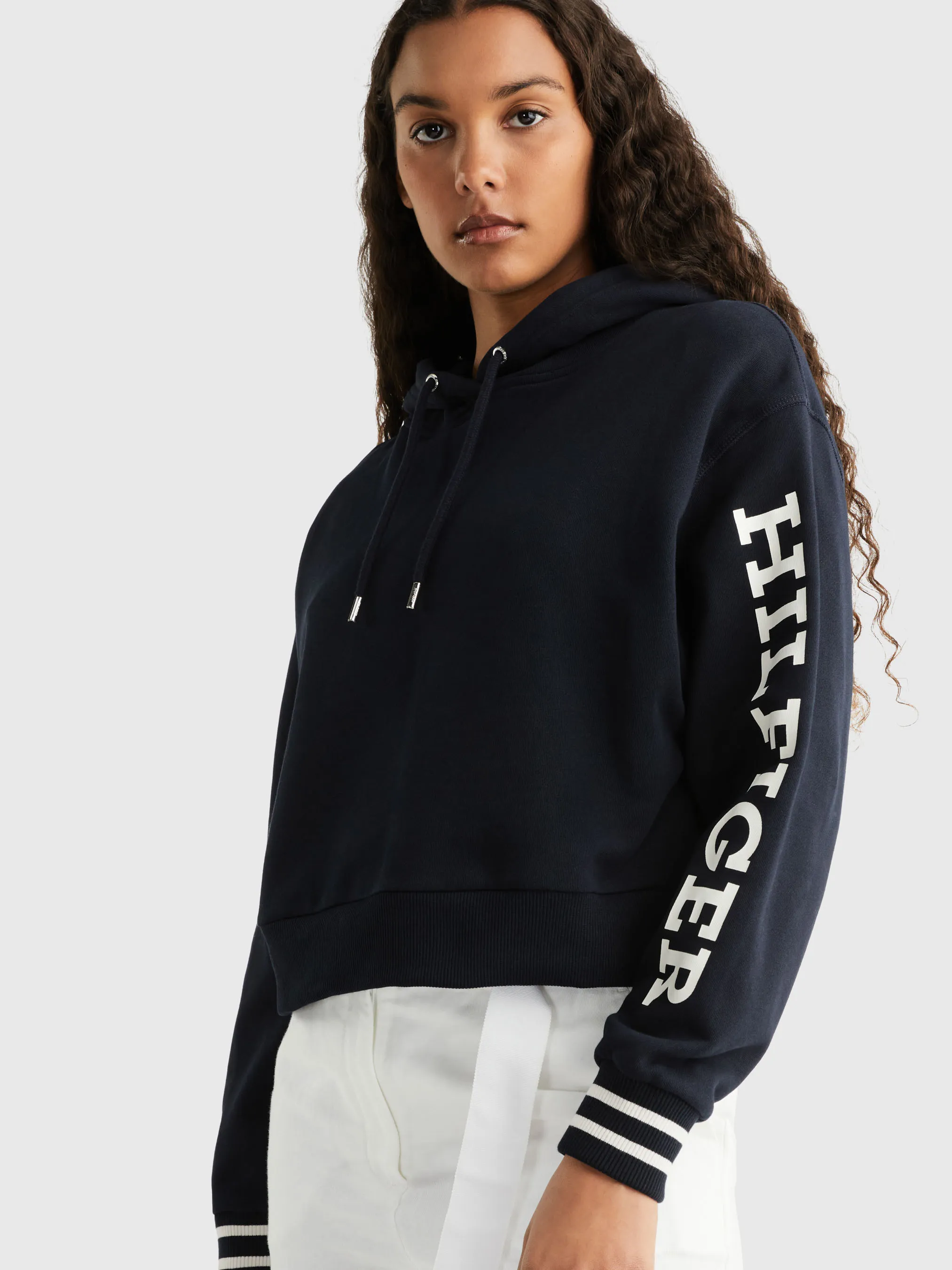 Monotype Sleeve Crop Hoodie | Sweatshirts & Hoodies | Tommy Hilfiger