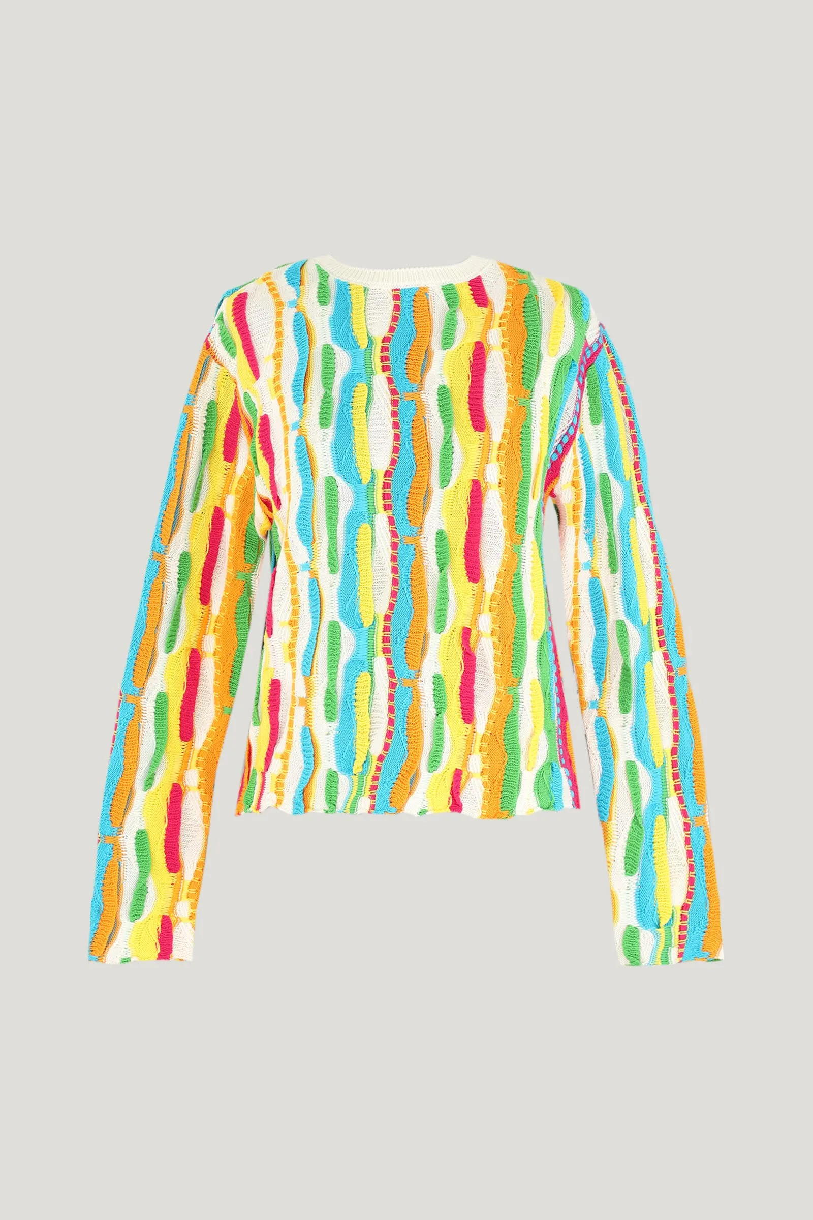 Multicolor Crewneck Ruffles Sweater