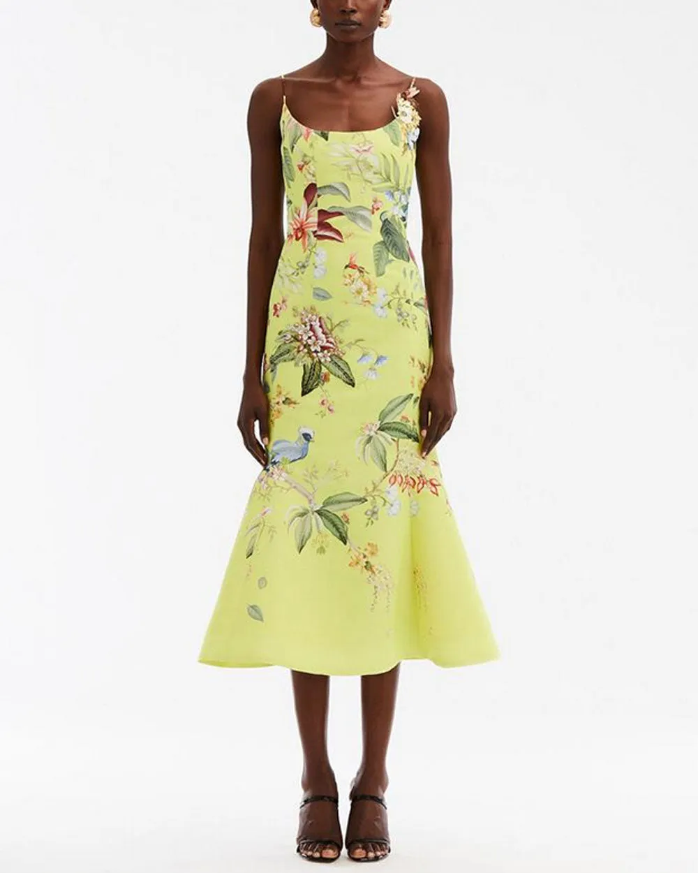 Neon Yellow Floral Sleeveless Fauna Dress