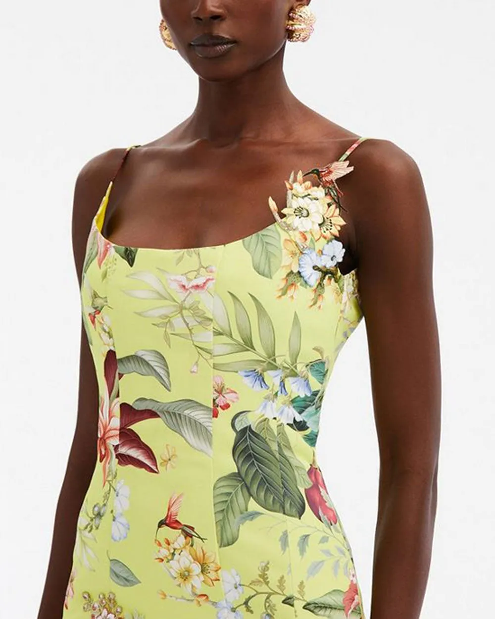 Neon Yellow Floral Sleeveless Fauna Dress